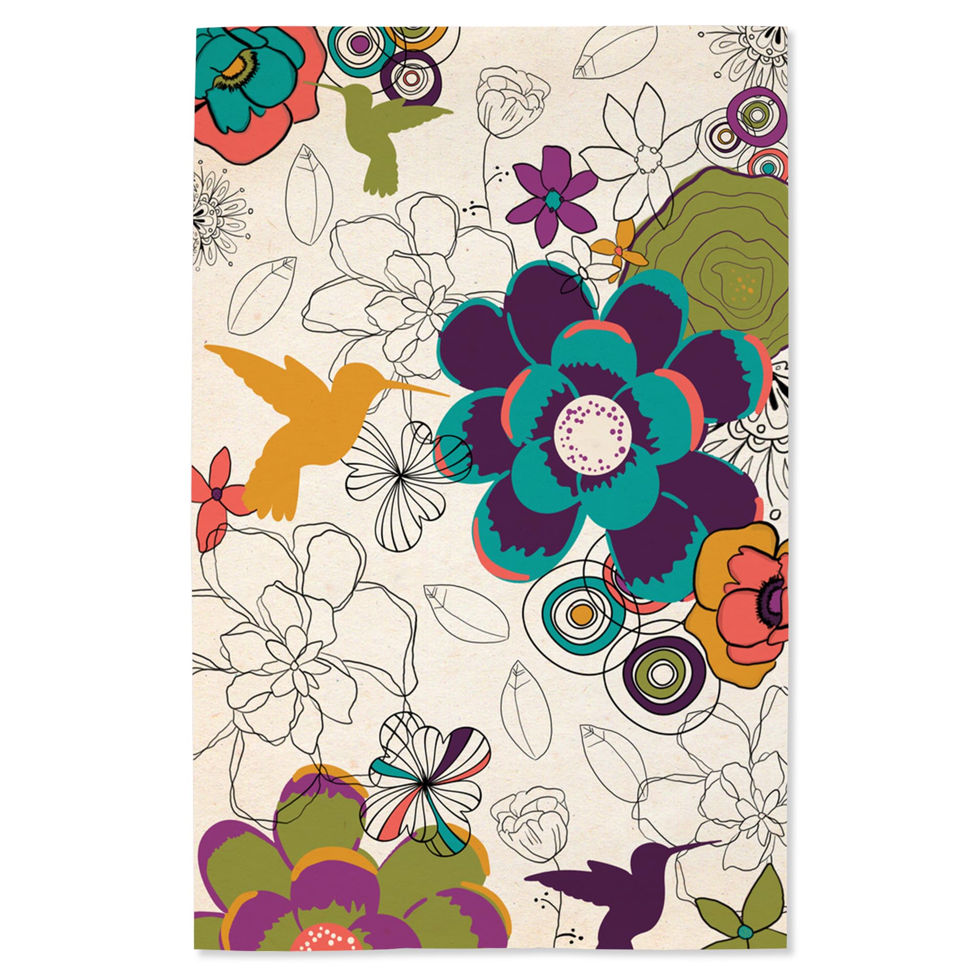 Lantern Press 16x24 Inch Giclee Art Print - Hummingbirds and Flowers Wall Decor for Living Room, Bedroom & Office | Premium Canvas Painting for Home Decoration