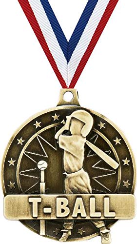 2 Inch Gold T-Ball Player Medal Award - Custom Engraved Baseball Trophy for Kids Sports Achievements - Perfect for T-Ball Tournaments, Youth Baseball Awards & End of Season Celebrations