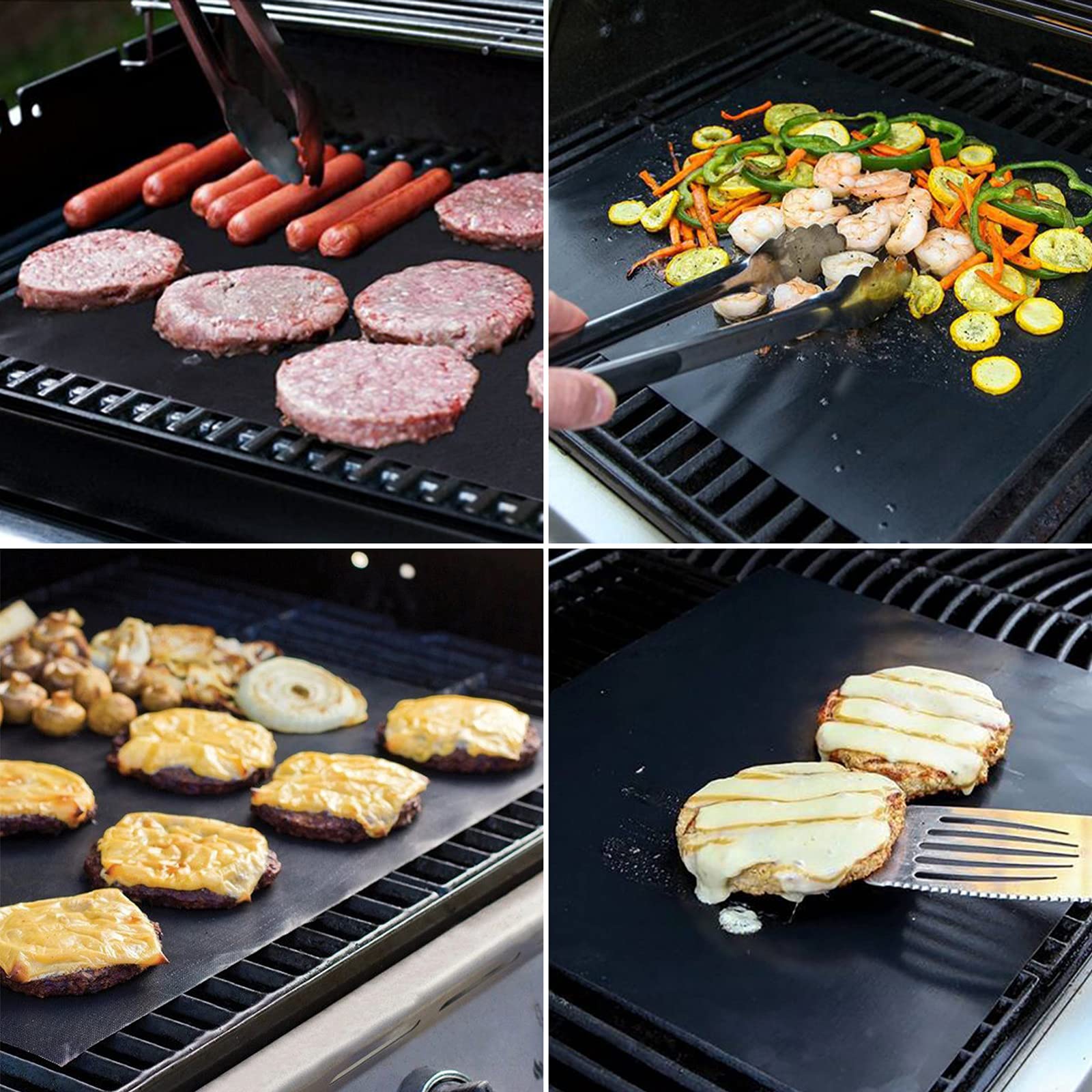 Premium Non-Stick Grill Mat Set of 5 - Heavy Duty Reusable BBQ Baking Mats for Charcoal, Gas & Electric Grills - 15.75 x 13 Inch Easy Clean Barbecue Accessories - Perfect for Backyard Cookouts, Camping & Outdoor Dining