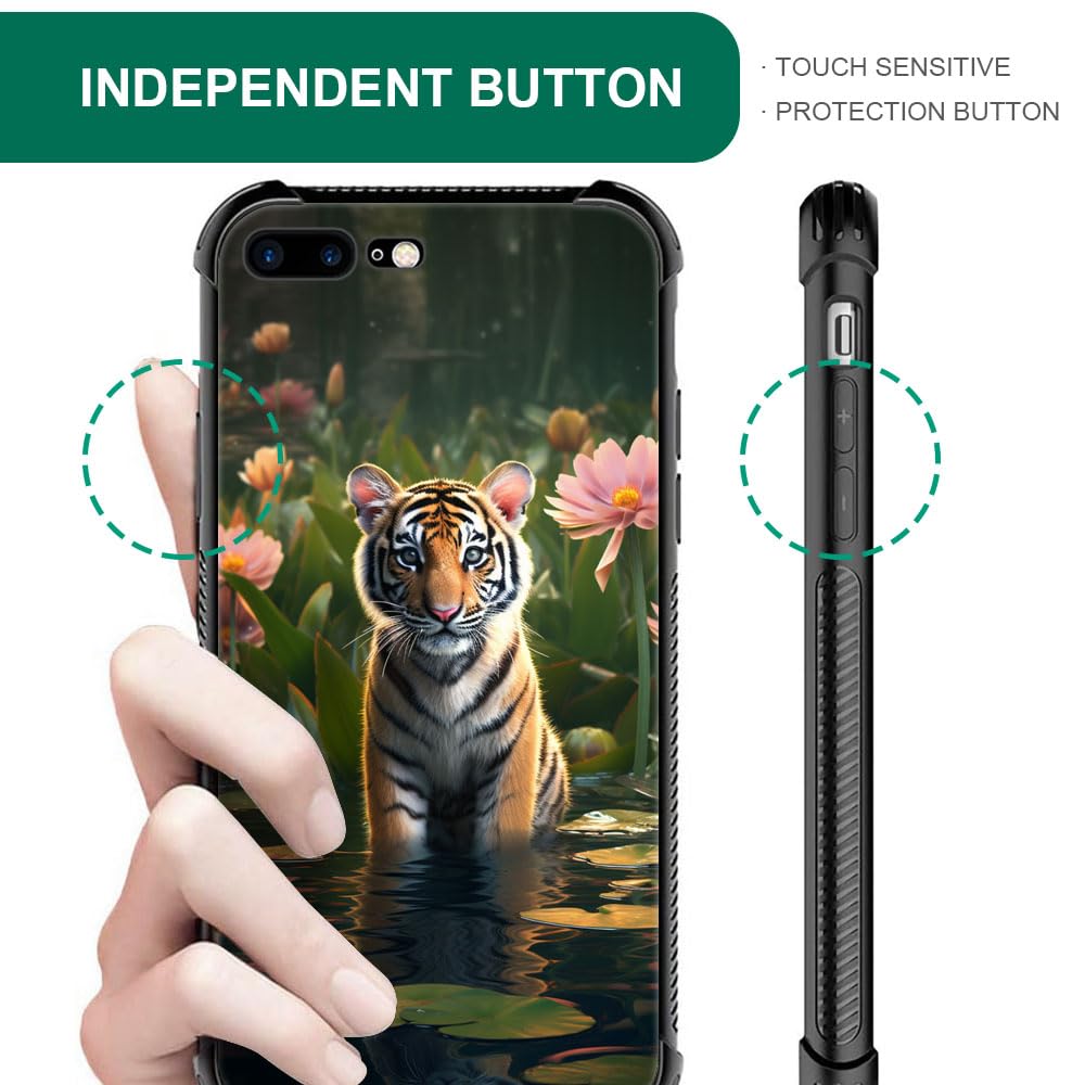**Forest Tiger Lotus iPhone 8/SE 2020 Case - Shockproof Anti-Scratch Hard PC Back Cover for Girls - Perfect for Daily Use, Travel & Outdoor Activities**