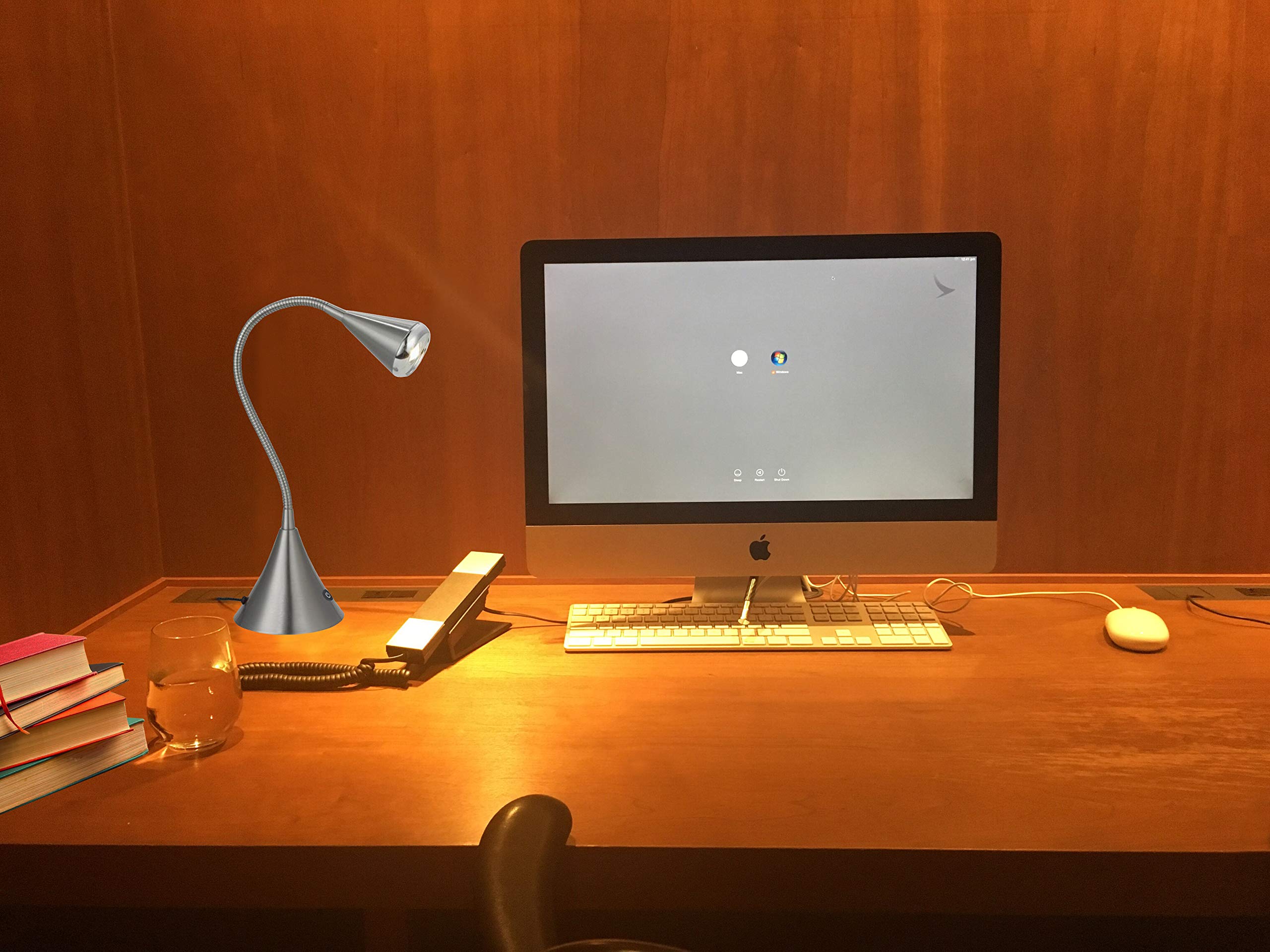 HomeFocus - 5W LED Desk Lamp with 3000K Warm White Light, Touch Dimmable 3 Modes, Eye-Caring Reading & Night Light, Satin Nickel Metal Design - Perfect for Home Office, Study, Bedside Table, and Dorm Room Lighting