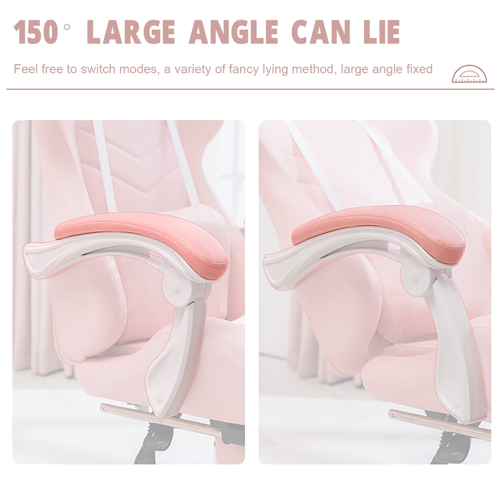 Ergonomic Pink Gaming Chair with Adjustable Lumbar Support & Headrest - High Back PU Leather Computer Chair with Footrest for Women, Teens & Adults - Perfect for Esports, Streaming & Home Office Setup