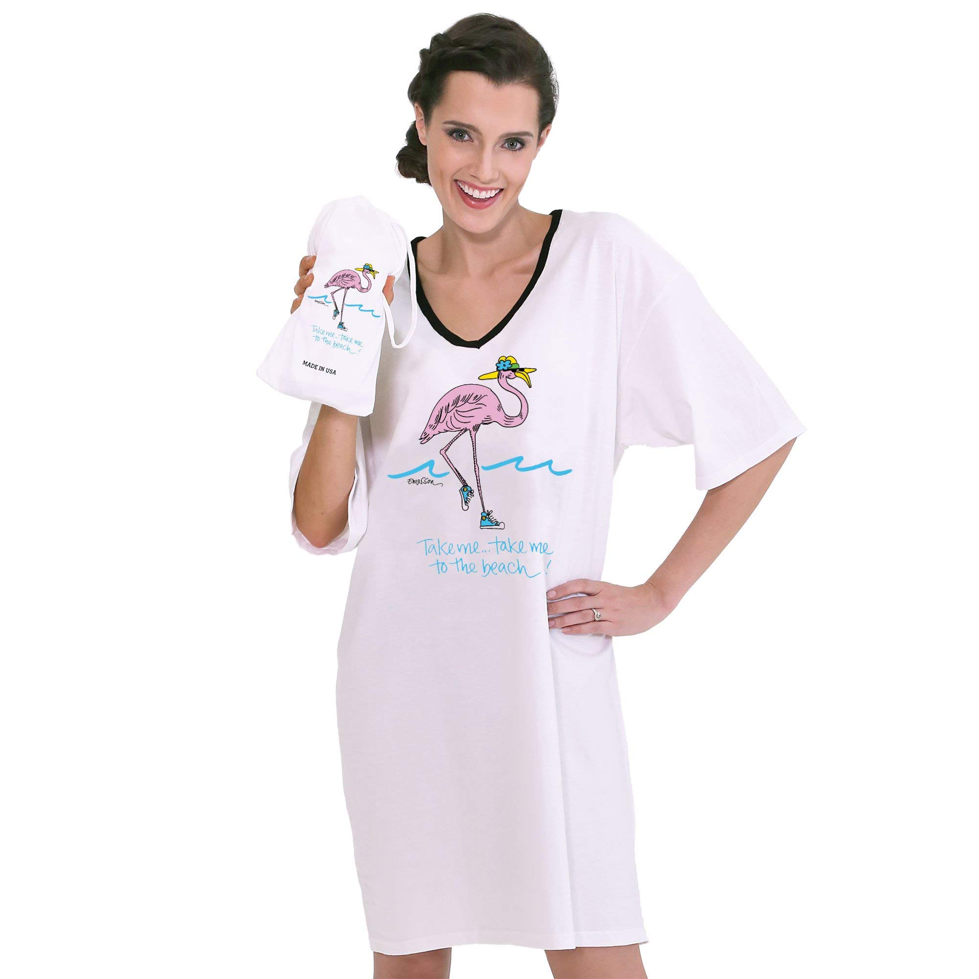 Emerson Street Women's 100% Cotton USA Made Beach Nightshirt - Soft Sleepwear & Lounge Wear for Summer Vacations, Poolside Relaxation & Coastal Getaways