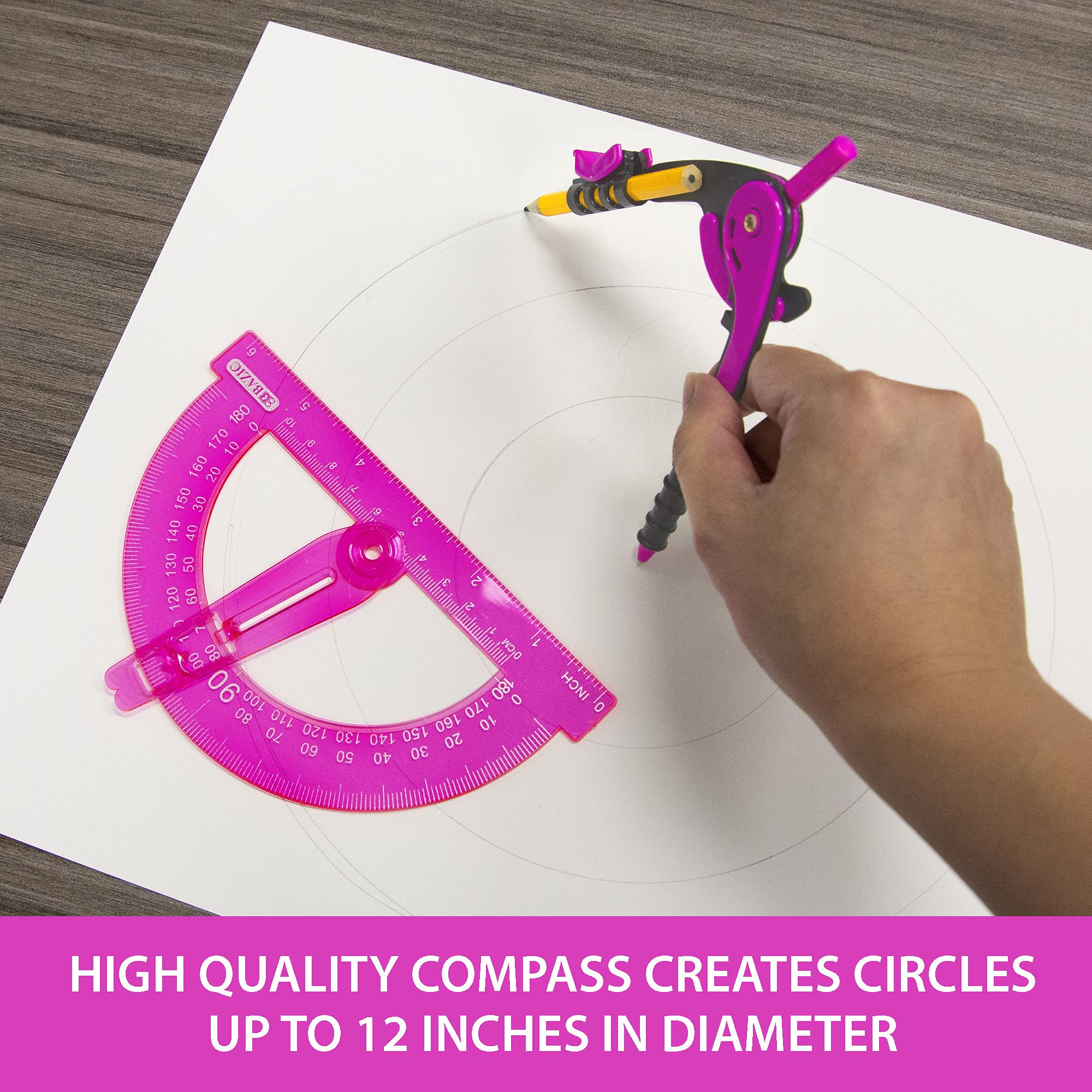 BAZIC 144-Pack Geometry Math Compass Set with Scale-Arm, 6