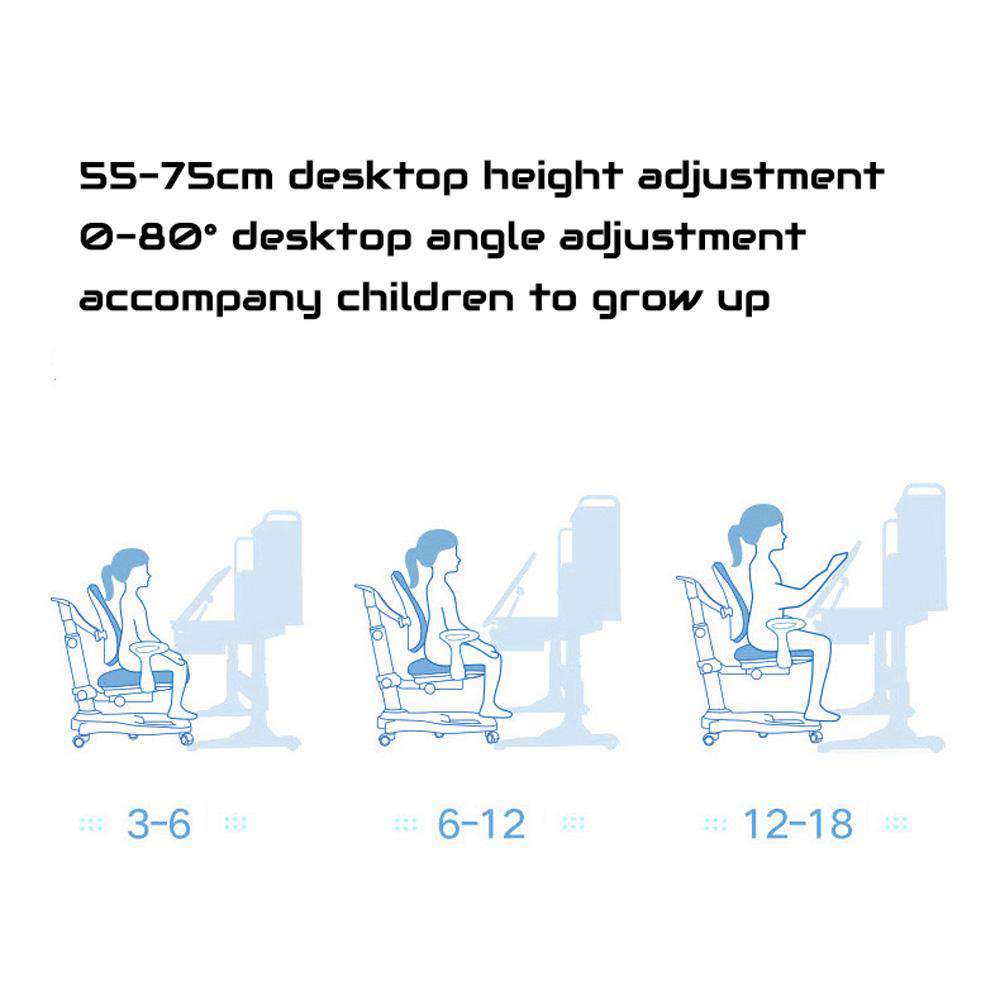 Adjustable Height Kids Study Desk - 120cm Ergonomic Children's Desk in Blue for Home & School Learning - Perfect for Homework, Reading & Online Classes