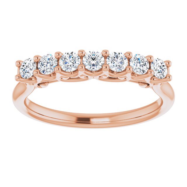 0.42 Carat Round Cut Diamond Wedding Band - 7 Stone Anniversary Ring for Women - Perfect for Bridal, Engagement & Special Occasions