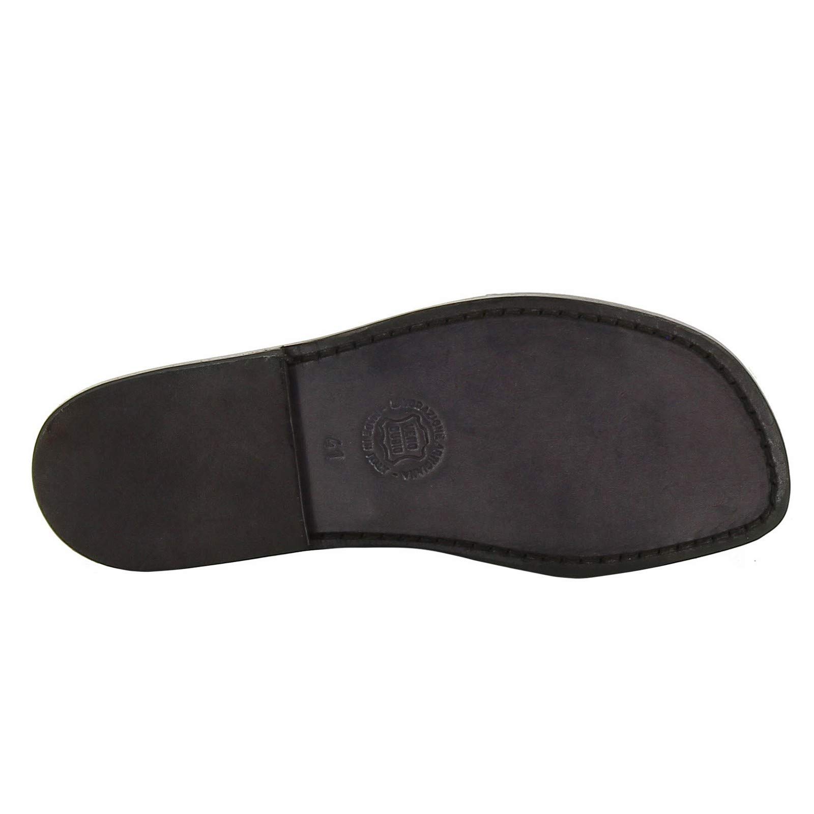 Handmade in Italy Genuine Leather Slippers for Men - Premium Black Leather House Shoes for Indoor Comfort & Relaxation