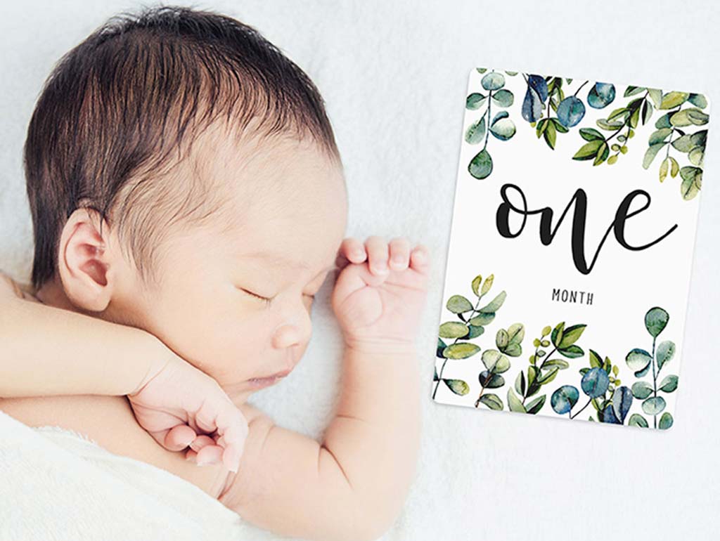 Gender Neutral Eucalyptus Milestone Cards for Baby Shower, Newborn Photos & First Birthday - Eco-Friendly Keepsake for Parents