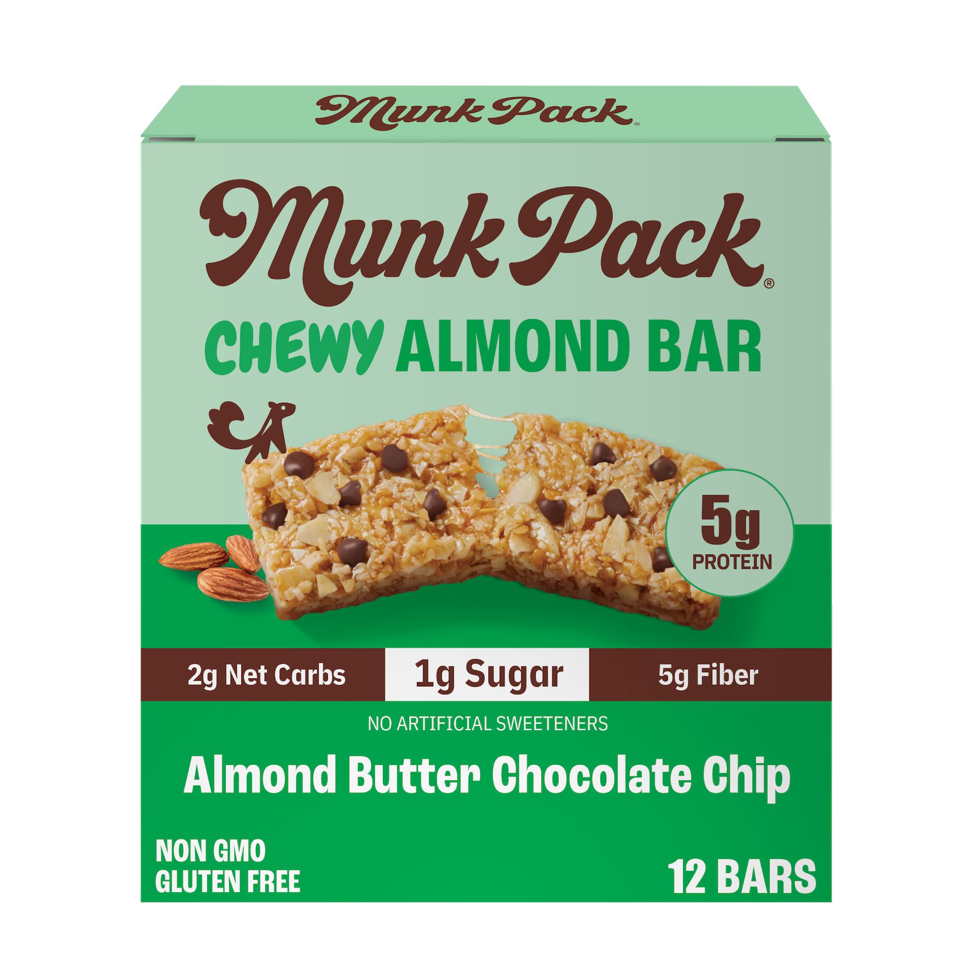 Organic Almond Butter Chocolate Chip Granola Bars - 12 Pack | Healthy Snack for Hiking, School Lunch & On-the-Go Energy Boost