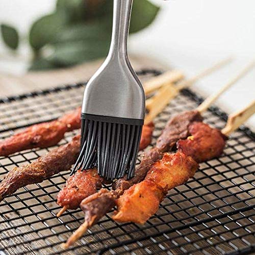 Stainless Steel Basting Brush for BBQ, Baking & Cooking - 12 Inch with Silicone Head (Red) - Perfect for Sauces & Grilling