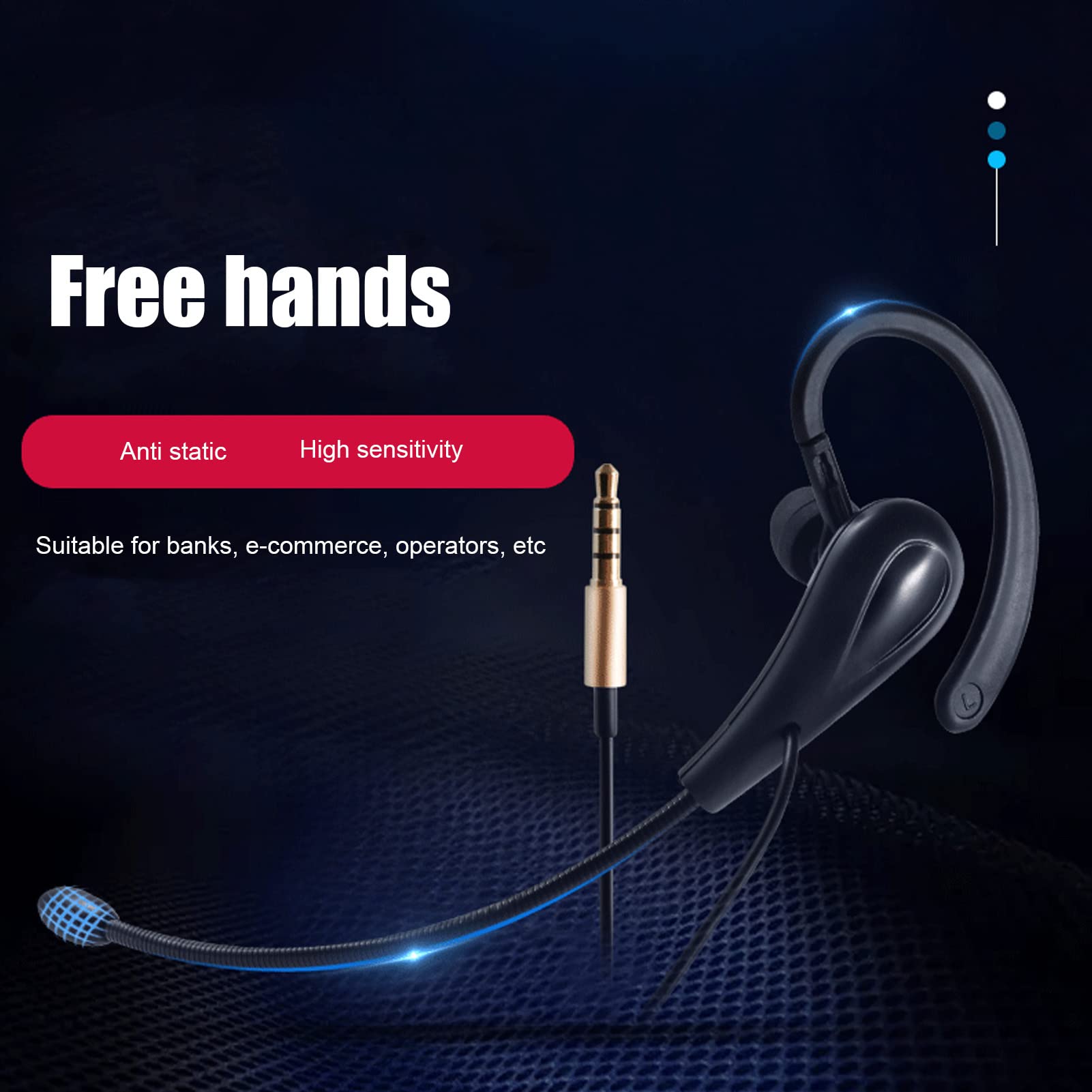 Best Call Center Headset - Single Ear Hook Headphone with Microphone, 3.5mm Jack for Laptop & Mobile Phones - Perfect for Customer Service, Telemarketing & Remote Work