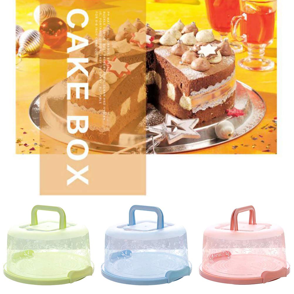 10 Inch Cake Stand with Lid & Handle - Portable Cake Box Holder for Cakes, Cupcakes, Fruits & Nuts | Perfect for Parties, Weddings & Baking (Green)