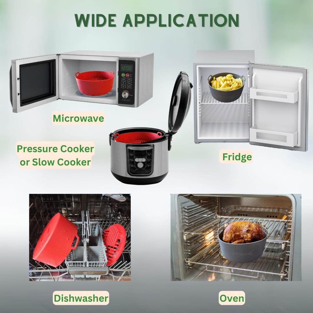 Reusable Silicone Air Fryer Basket – BPA-Free Non-Stick Liner for Air Fryers (7.5 Inch, Red) | Perfect for Cooking French Fries, Chicken Wings & Vegetables