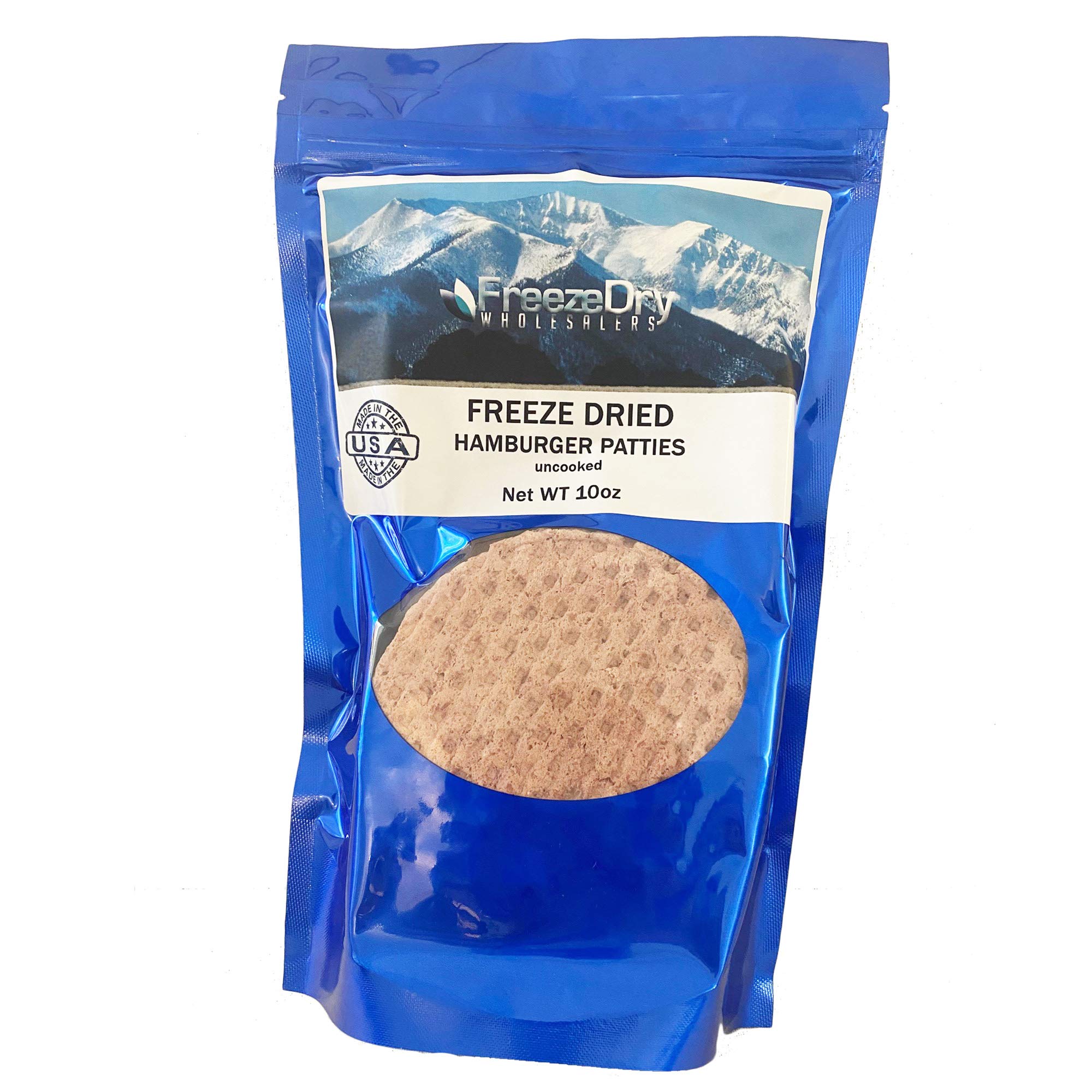 Freeze Dried Beef Hamburger Patties - Uncooked, Long Shelf Life | Emergency Food Supply for Camping, Backpacking & Survival | Wholesale Freeze Dried Meat for Outdoor Adventures, Hiking & Disaster Preparedness