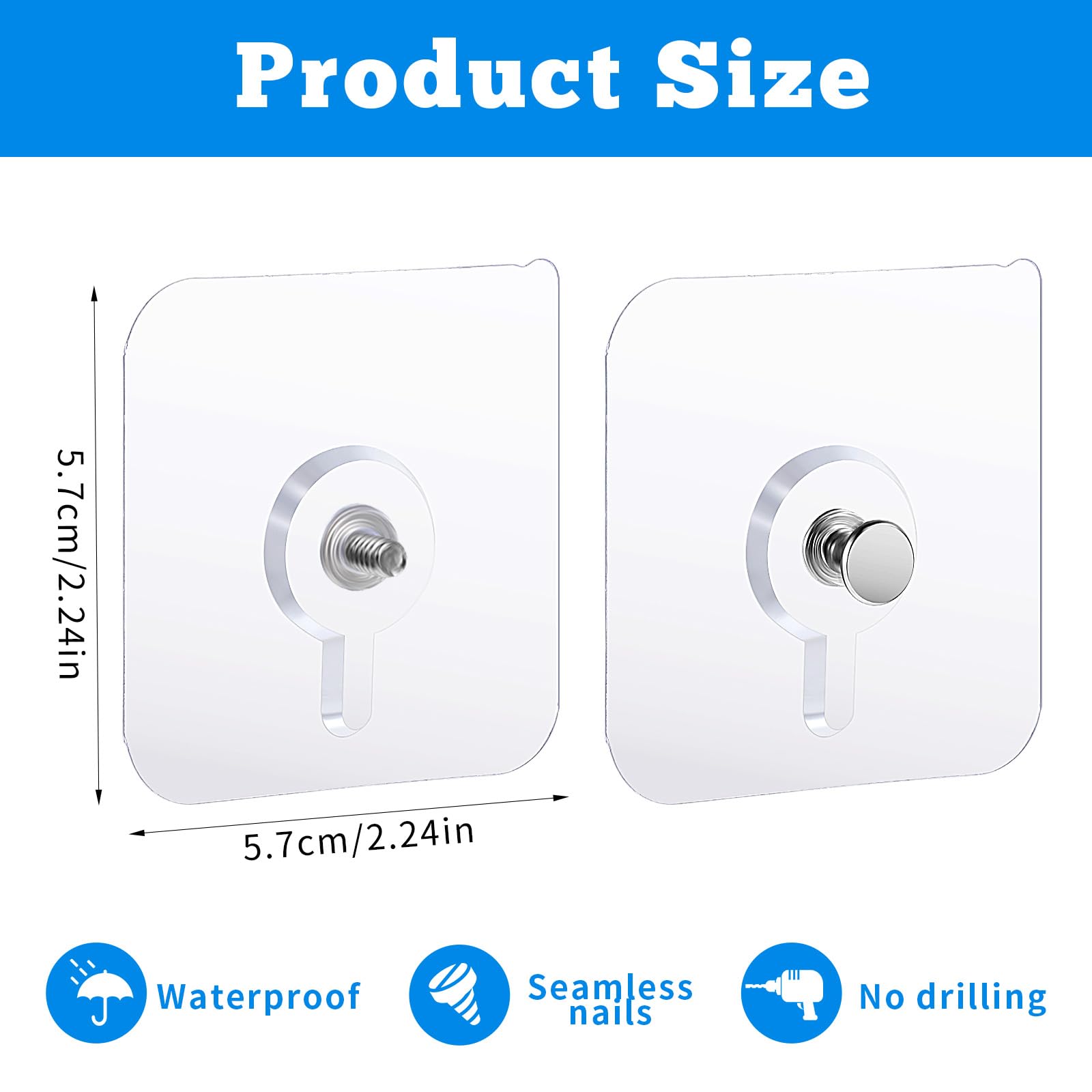 20 Pcs Heavy Duty Self Adhesive Wall Hooks - No Drill No Nail Hanging Hooks for Wall Shelves, Frames & Decor - Strong Sticky Hooks for Kitchen, Bathroom, Office & Home Organization (Perfect for Hanging Towels, Keys, Utensils & Small Decor Items)