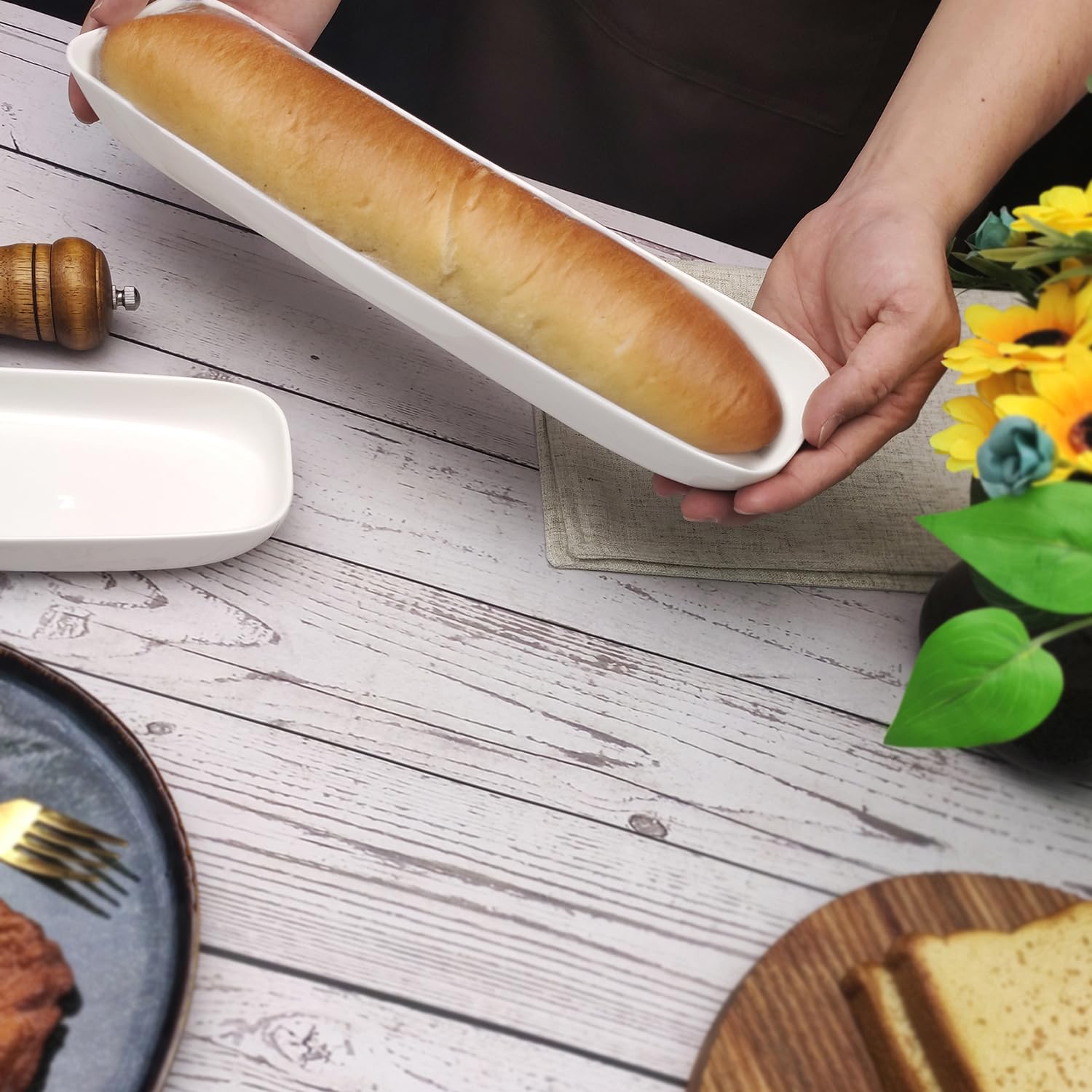 White Porcelain Olive Tray - Chip Resistant, Dishwasher Safe for Snacks & Appetizers | Perfect for Entertaining