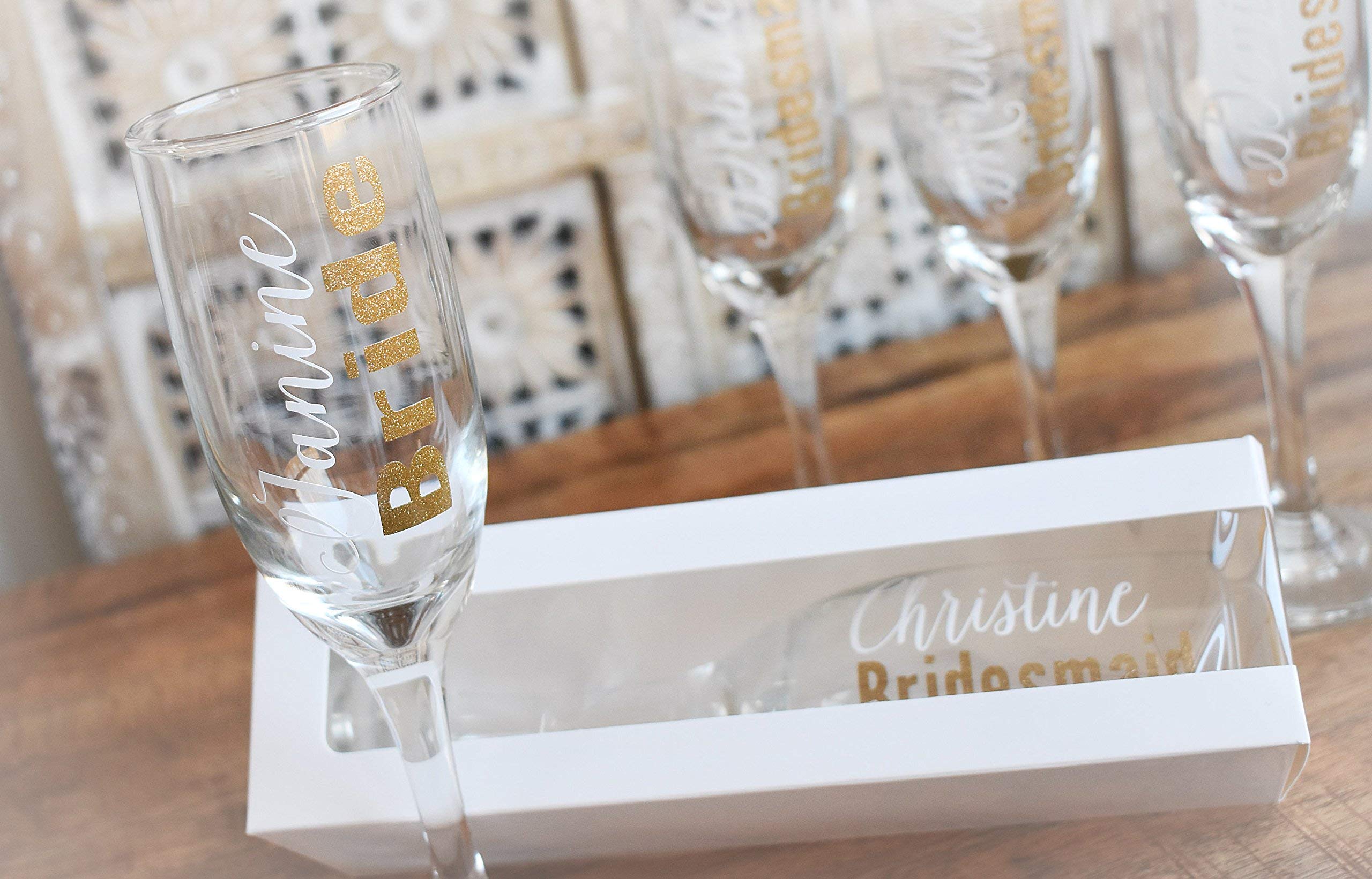 Personalized Champagne Glasses for Bridesmaids - Elegant Wedding Toasting Flutes - Unique Bridal Party Gift Idea - Perfect for Weddings, Anniversaries & Celebrations