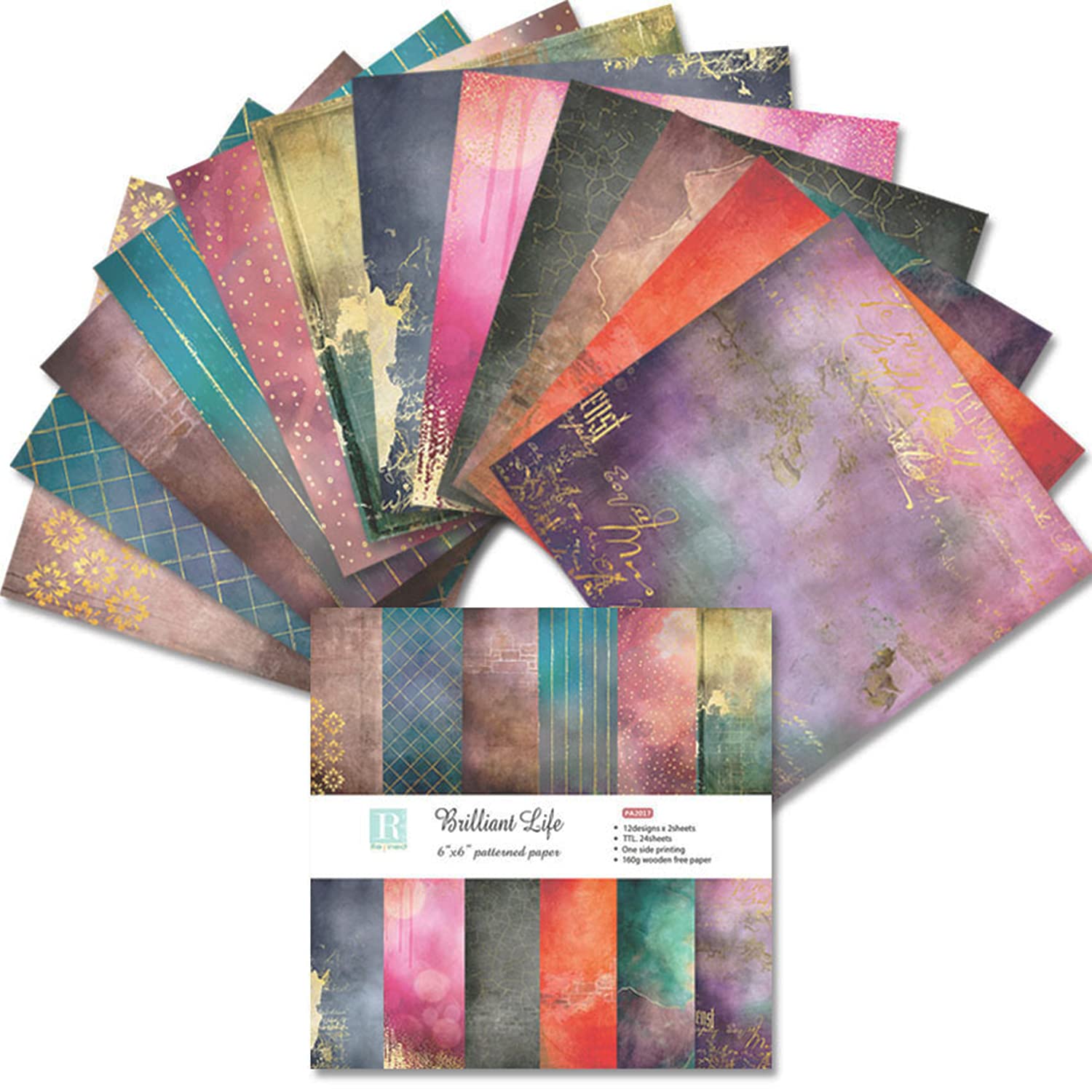 LevyLisa 6x6 Inch Cardstock Paper Pad - 24 Sheets Single-Sided Scrapbooking Paper for DIY Crafts, Photo Albums & Card Making | Space-Themed Decorative Paper Collection in Vibrant Universe Colors