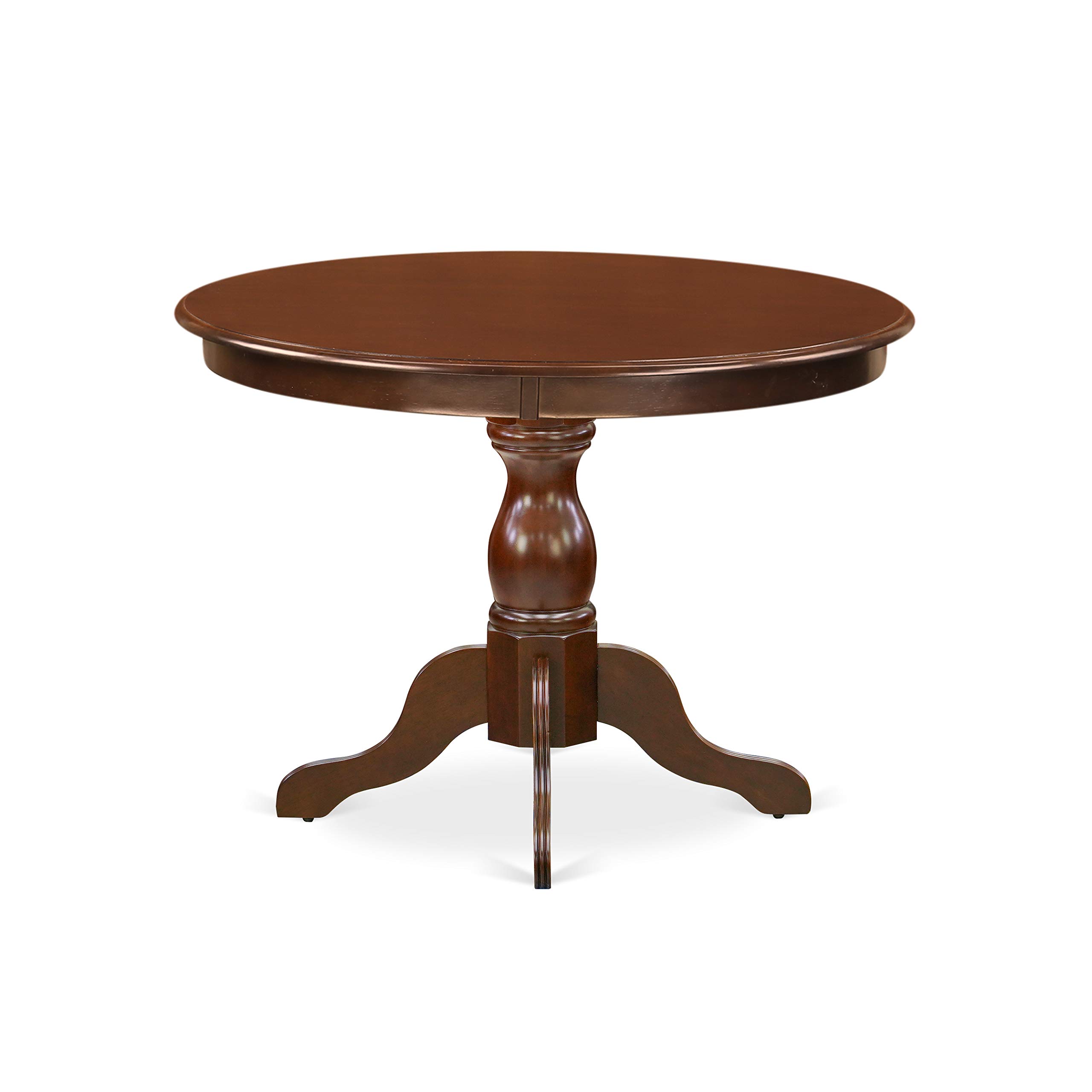 East West Furniture 5-Piece Mahogany Dining Set with Round Pedestal Table & 4 Chairs - 42x42 Inch Kitchen Table Set for Small Spaces, Breakfast Nook, and Apartment Dining Room