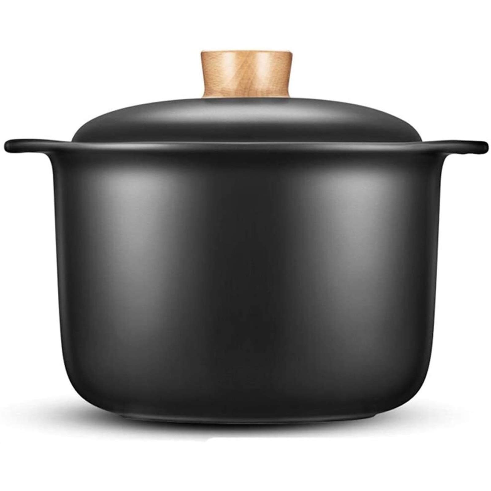 MIAOMSI Ceramic Casserole Dish with Lid - Oven Safe Soup Pot, Traditional Healthy Cookware for Baking, Stewing & Serving - Durable High-Temperature Resistant (Black) - Perfect for Family Dinners, Holiday Meals & Restaurant Use