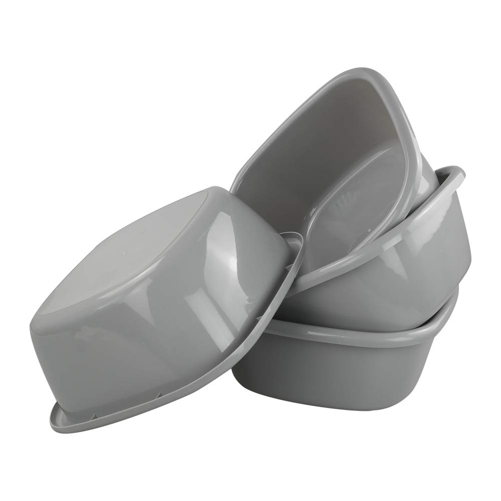 4-Pack 12 Quart Plastic Square Wash Basins - Durable Gray Laundry Pans for Clothes, Dishes, and Household Cleaning (Perfect for Laundry Rooms, Kitchens, and Outdoor Use)