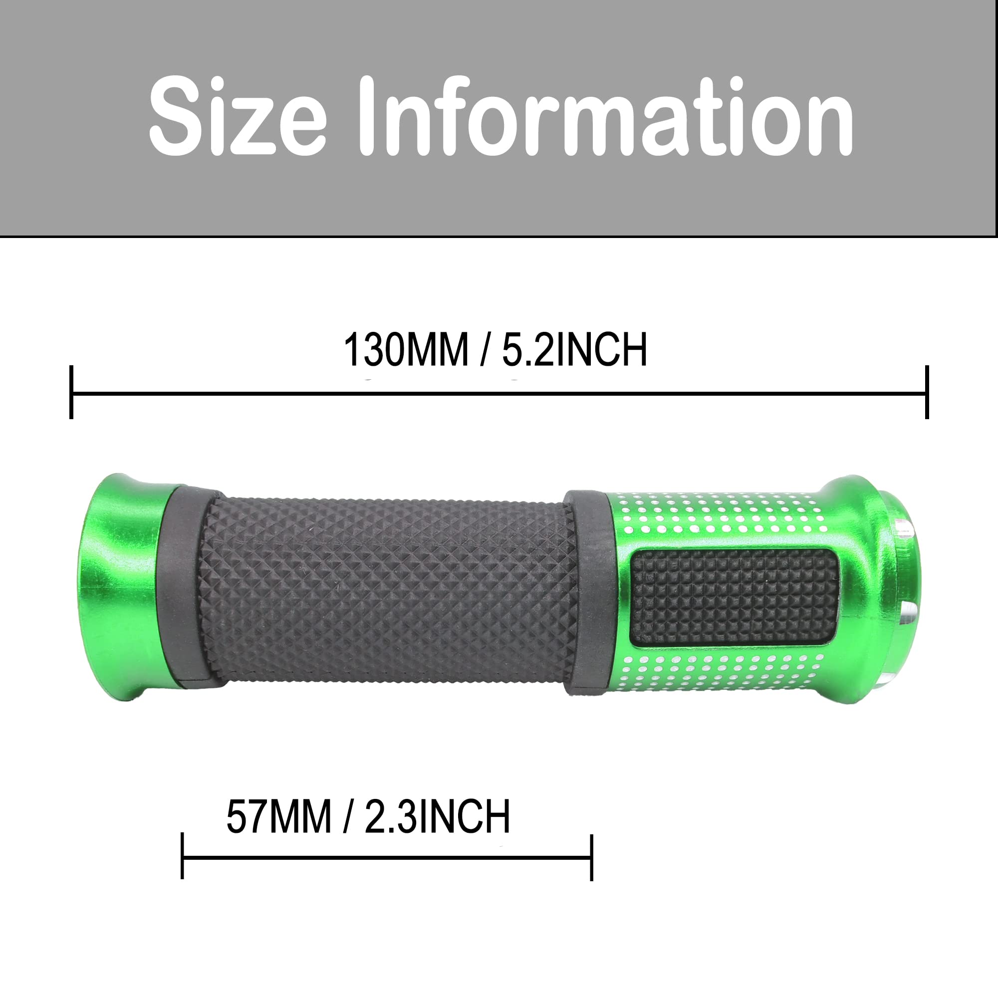 HiSport Universal Motorcycle Handlebar Grips 7/8 inch - 2PCs Non-Slip Comfort Grips for Most Motorcycles (Green) - Perfect for Cruiser, Dirt Bike, ATV & Street Bike Riding
