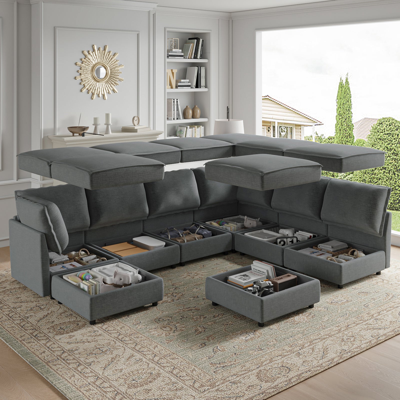 Harmetrix Oversized Soft Sectional Couch with Storage | Modern L-Shaped Sofa Bed with Hidden Compartment | Perfect for Living Room, Family Room & Small Spaces