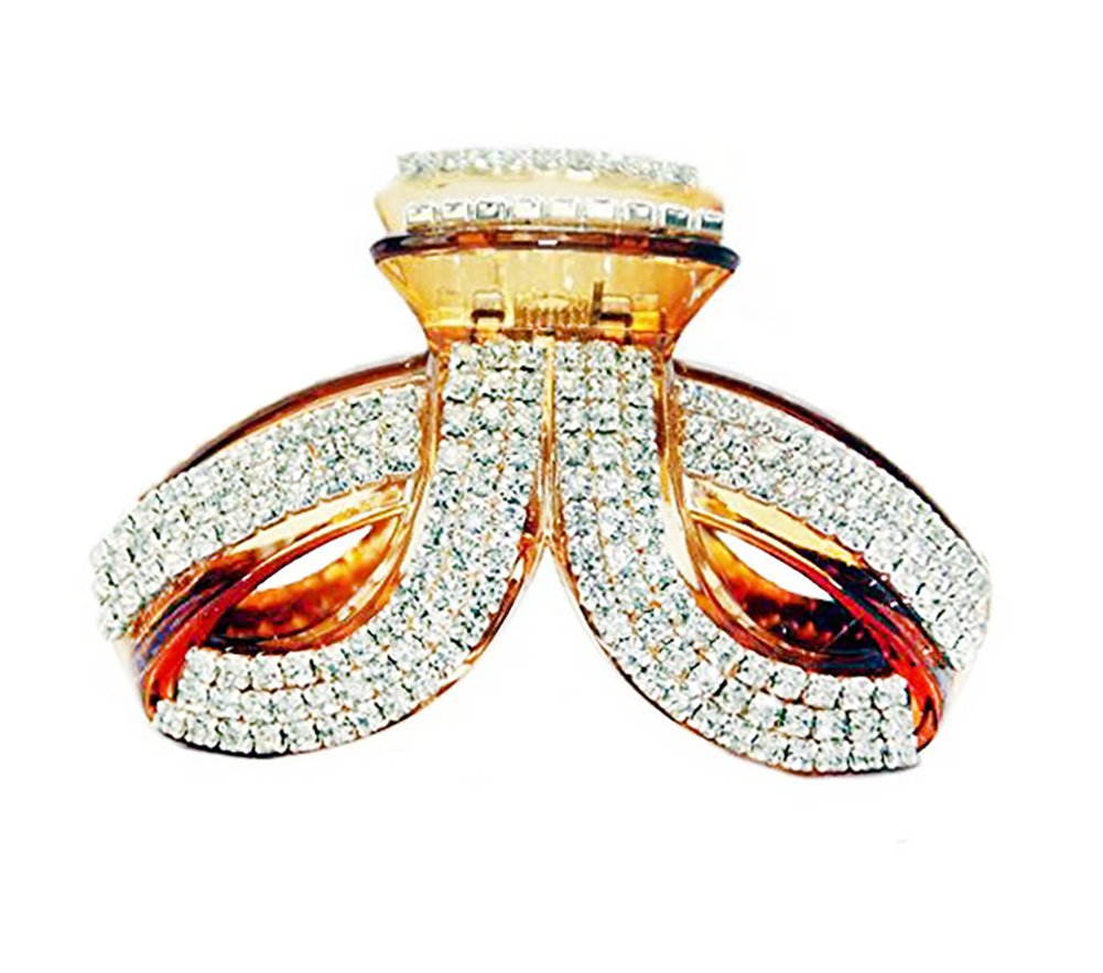 Elegant Rhinestone Crystal Hair Clip for Women - Acrylic Jaw Clip Hairpin, Hair Claw Accessories (Brown) - Perfect for Weddings, Parties & Everyday Styling
