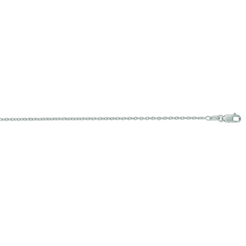14K White Gold 1.2mm Sparkle Cut Round Cable Link Chain Necklace with Lobster Clasp - Elegant Unisex Jewelry for Everyday Wear, Gifts & Special Occasions
