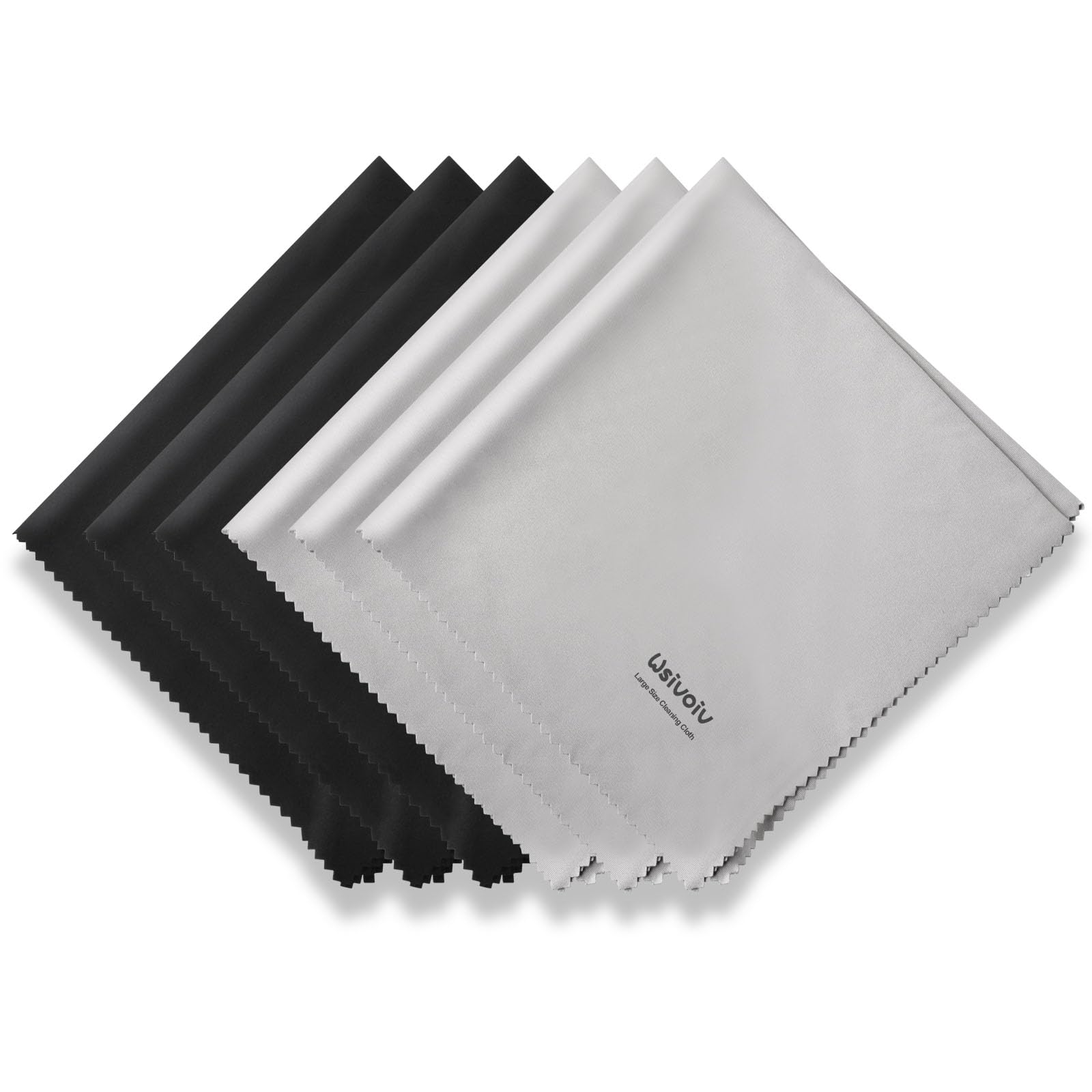 6PCS Premium Microfiber Eyeglass Cleaning Cloths - 12x12 Inches, Individually Wrapped for Glasses, Lenses, TV & Laptop Screens - Anti-Scratch & Easy Grip Design - Perfect for Home, Office, Travel & Daily Eyewear Care