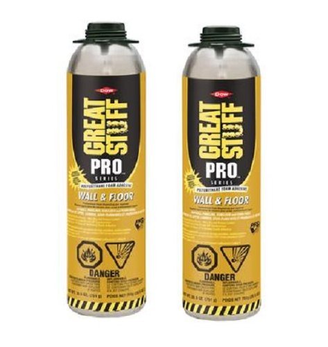 Dow Great Stuff Pro 26.5oz Wall and Floor Adhesive Foam Sealant - 2 Pack (343087) - Heavy Duty Construction Adhesive for Gaps, Cracks & Insulation - Perfect for Home Repairs, DIY Projects & Professional Use
