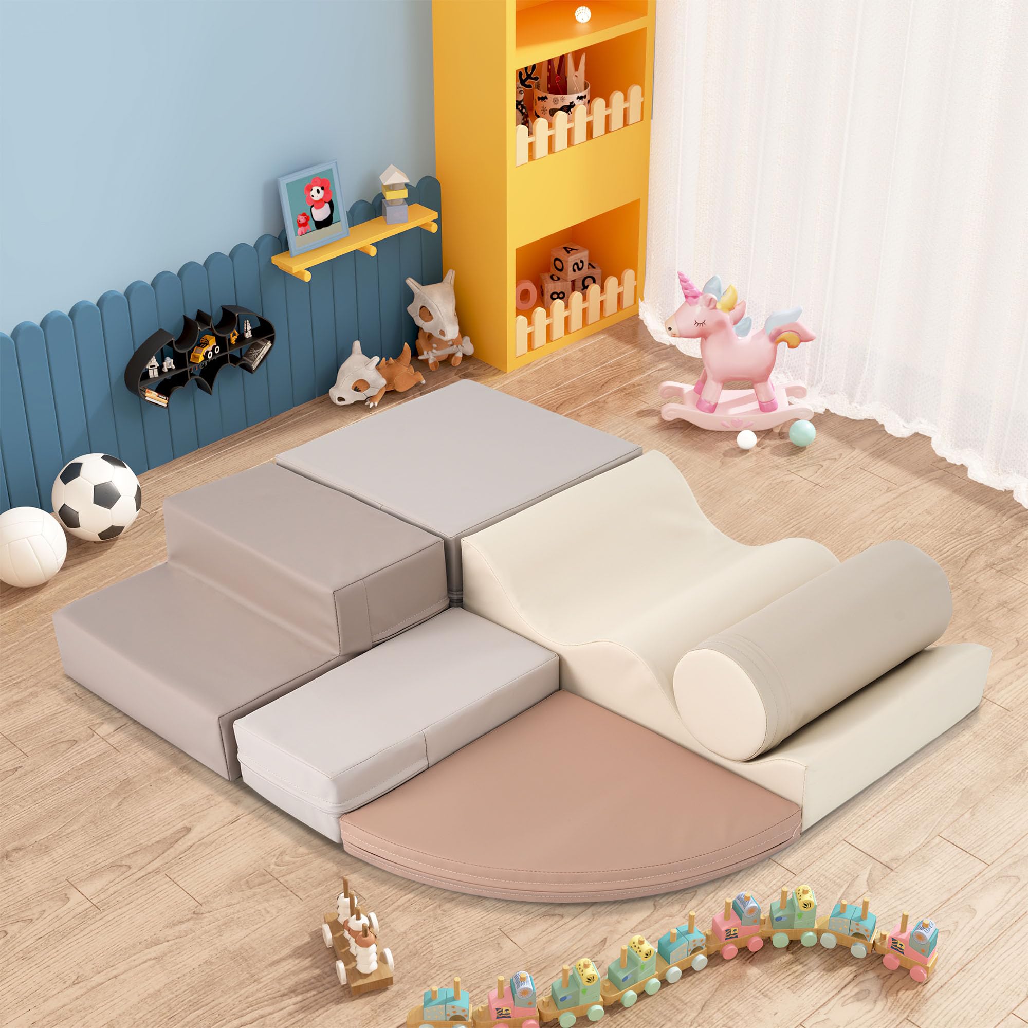 Merax 6-in-1 Climb and Crawl Foam Playset - Soft Zone Climbing Playground for Toddler Development | Kids Indoor Active Play Equipment Structure with Colorful Design | Perfect for Home Playrooms, Daycare Centers & Preschools