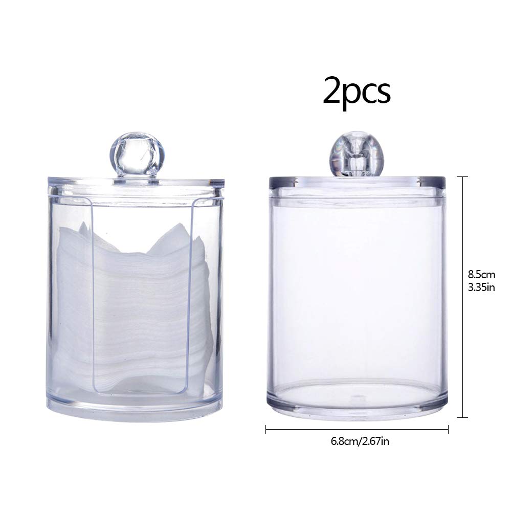 3-Piece Clear Acrylic Makeup Organizer Set for Cotton Balls, Cotton Pads & Swabs - Bathroom Storage Jar & Cosmetic Holder - Perfect for Vanity, Countertop & Travel Organization