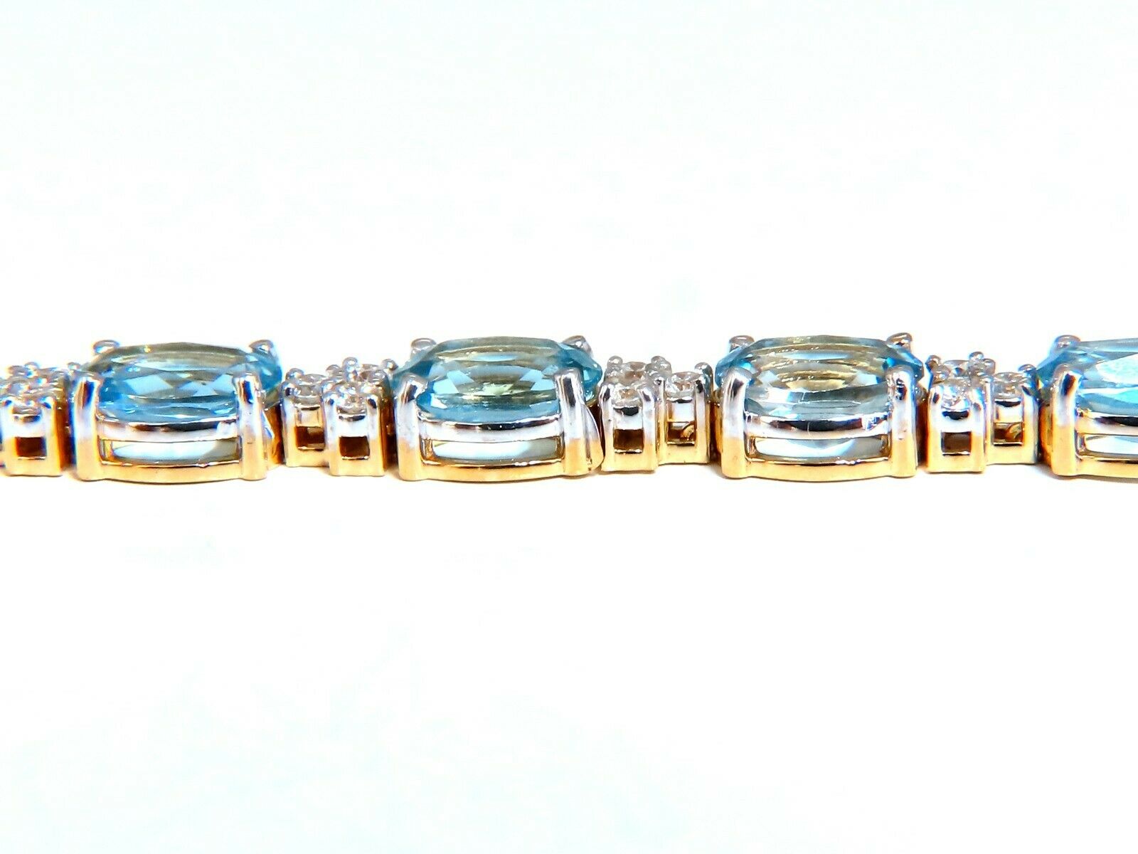 3.34ct Natural Aquamarine Diamond Tennis Bracelet in 14K Gold - Vivid Prime Aqua Blue Gemstone Jewelry for Women, Perfect for Weddings, Parties & Special Occasions