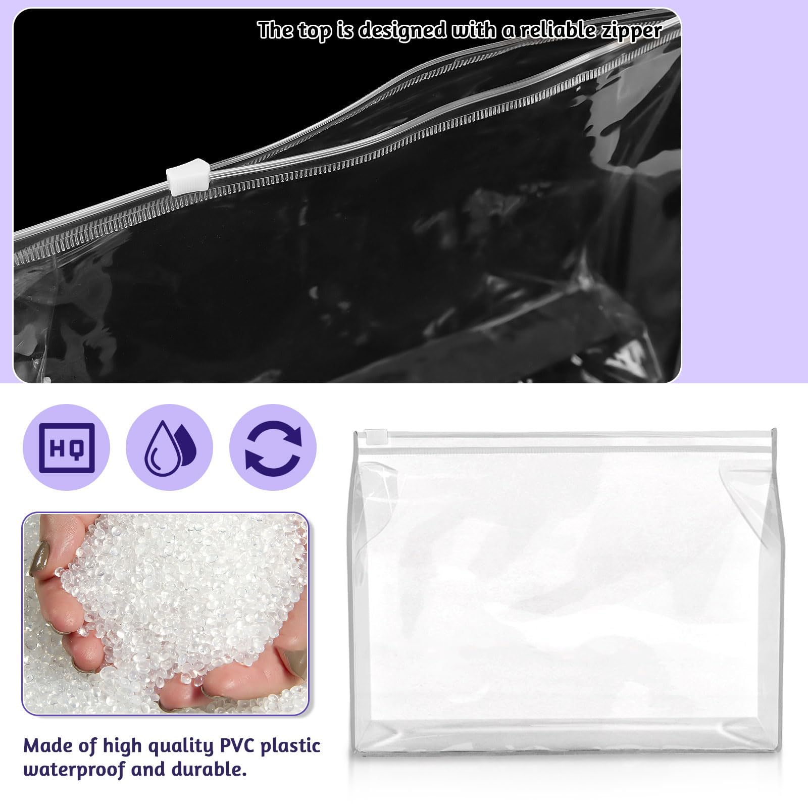 BadenBach 24 Pack Large Clear Makeup Bags 9.8