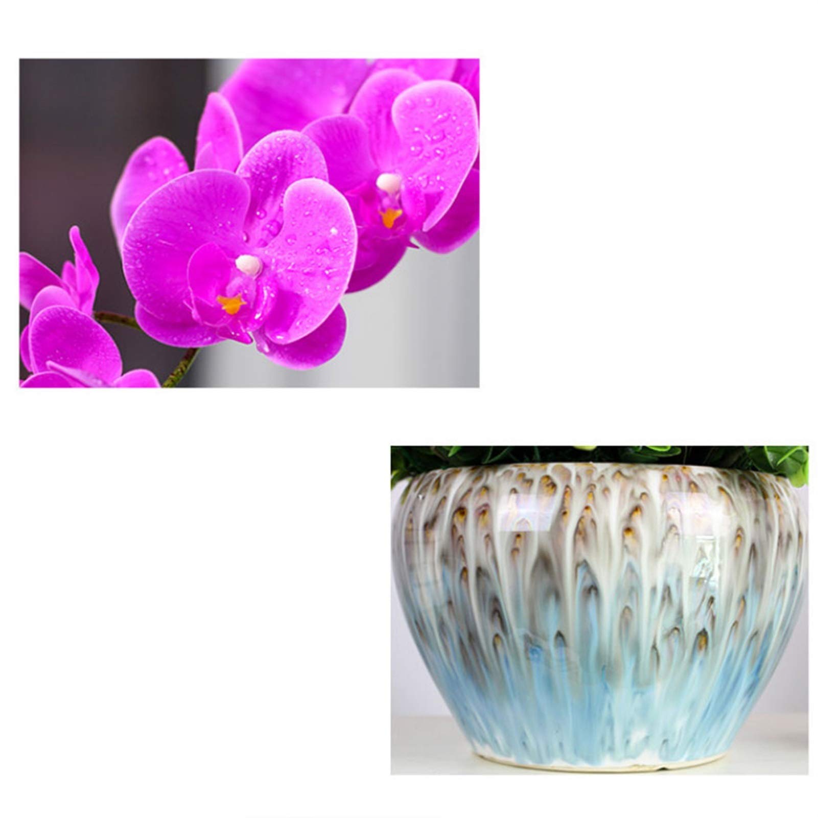 Artificial Orchid Bonsai with Vase - Realistic Fake Phalaenopsis Flower Arrangement for Home & Office Decor - Elegant Purple Potted Faux Plant - Perfect for Table Centerpiece, Wedding Decor, Living Room Accent