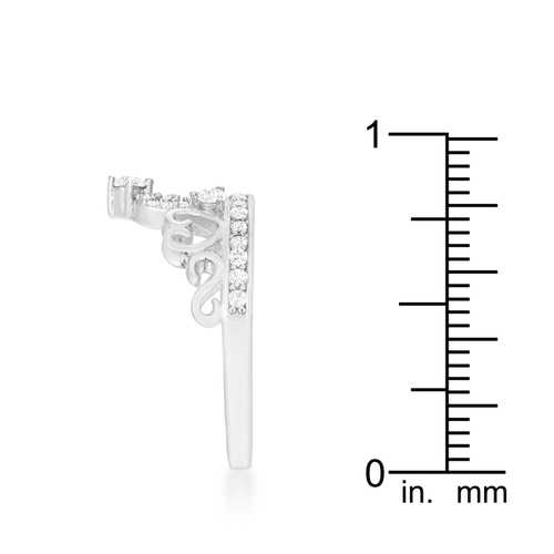 0.34ct CZ Heart Crown Ring in Rhodium - Elegant Aurora Jewelry for Women, Perfect for Valentine's Day, Anniversary & Romantic Gifts