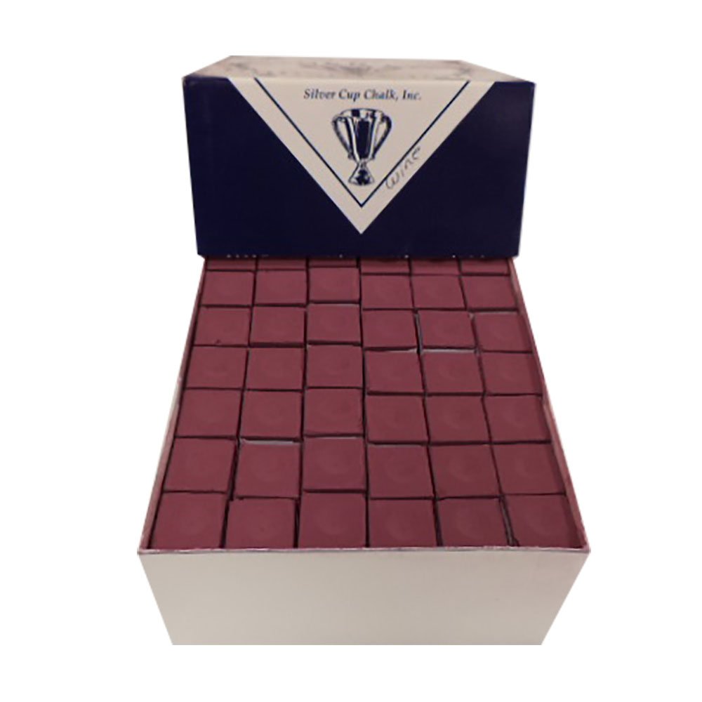 Premium Silver Cup Pool Cue Chalk - Wine Red Color - 12 Dozen (144 Pieces) - Perfect for Billiards, Snooker & Pool Tournaments