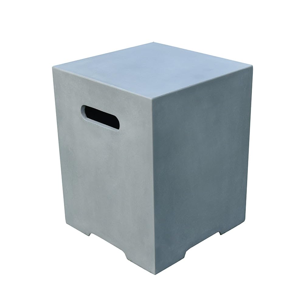 **20 Inch Square Light Grey Propane Tank Cover - Fire Pit Accessory & Outdoor Side Table - Fits Standard 20 lb Tank - Hide Unsightly Tanks in Style - Perfect for Patio, Deck, and Backyard Gatherings**