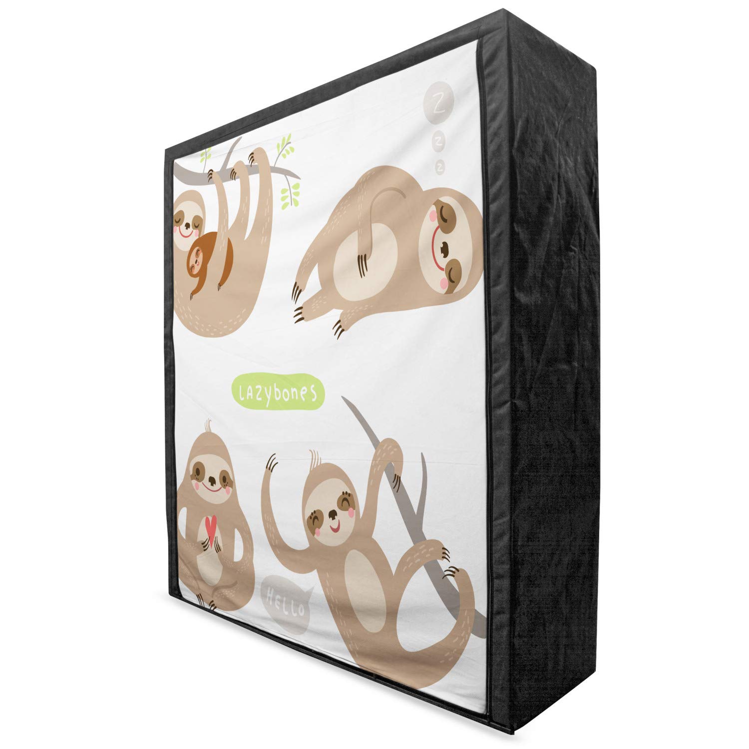 Ambesonne Sloth Portable Fabric Wardrobe - Funny Lazy Sloths Hugging Family Design, 59