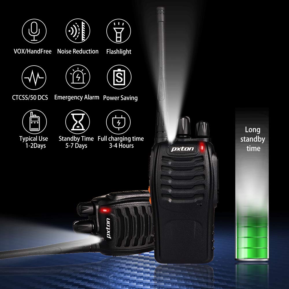 10 Pack Long Range Walkie Talkies for Adults - Rechargeable Two Way Radios with Headphones, 16 Channels, Flashlight & Li-ion Battery - Perfect for Outdoor Adventures, Construction Sites, and Emergency Communication