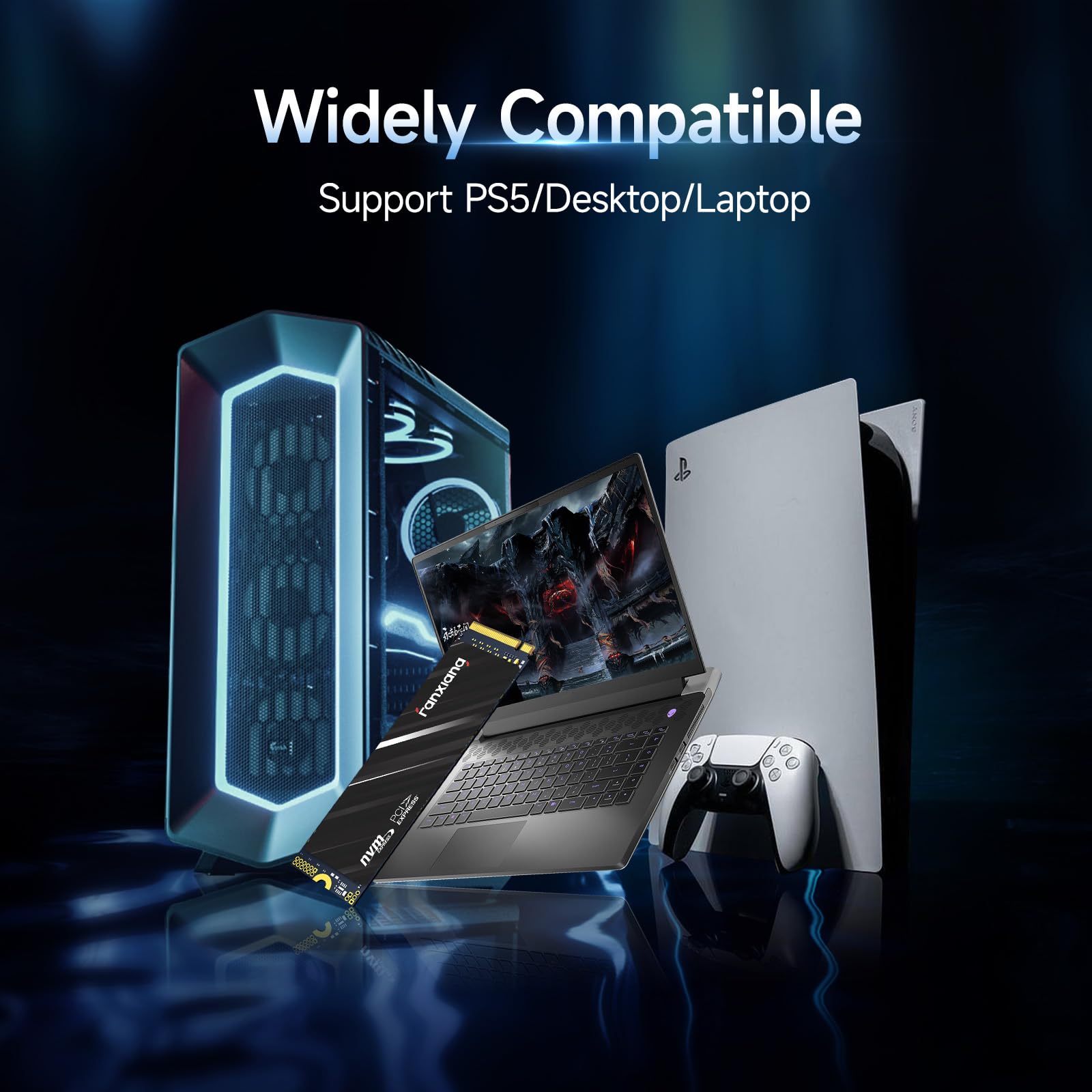 1TB NVMe SSD PCIe Gen4 M.2 Internal Solid State Drive - Up to 4800MB/s Read Speed, 3D NAND SLC Cache - Compatible with PS5, PC & Laptops (Model S690Q) - Perfect for Gaming, Video Editing & Fast Boot Times