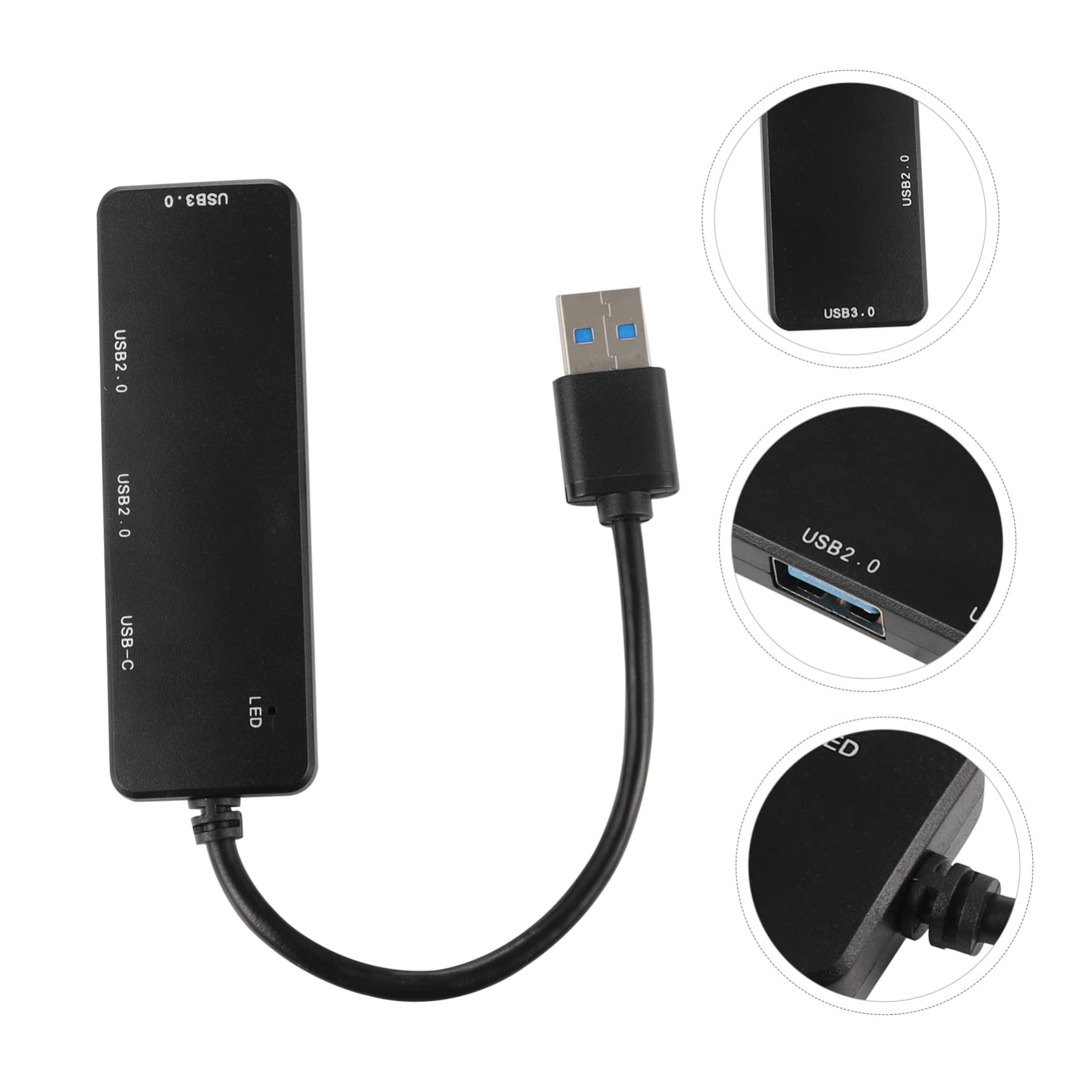 HEMOTON 4-Port USB Hub with High-Speed Data Transfer - USB Splitter & Expansion Adapter for Laptop, PC, Mac - Black (Perfect for Home Office, Gaming & Multi-Device Charging)