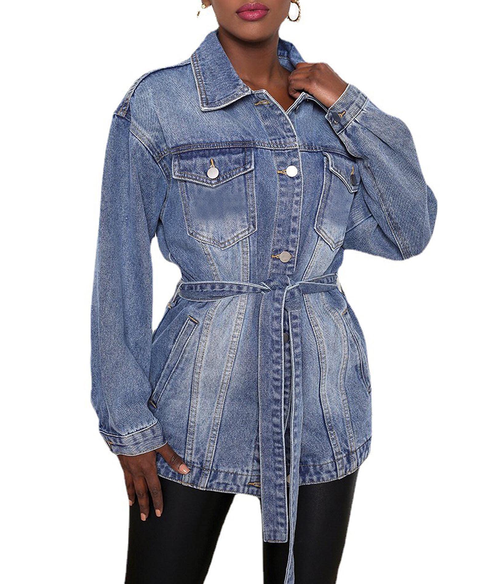 Distressed Denim Jacket for Women - Ripped Denim Coat & Jeans Outfits for Spring & Fall | Casual Outerwear for Street Style & Everyday Wear