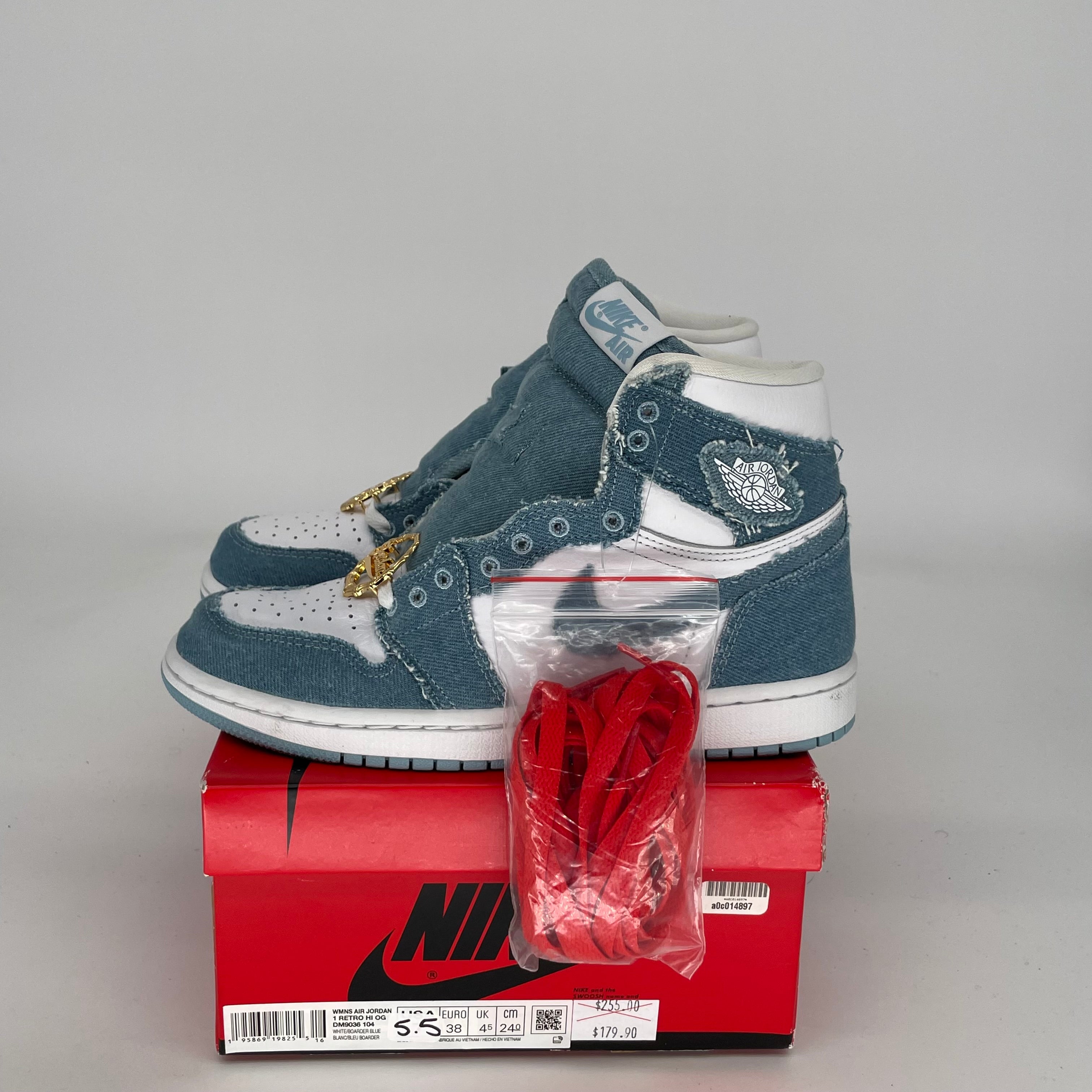 AIR JORDAN 1 DENIM WOMEN'S SNEAKERS SIZE 5.5/7W - DM9036-104 | Retro High-Top Basketball Shoes for Women, Streetwear Fashion & Casual Wear