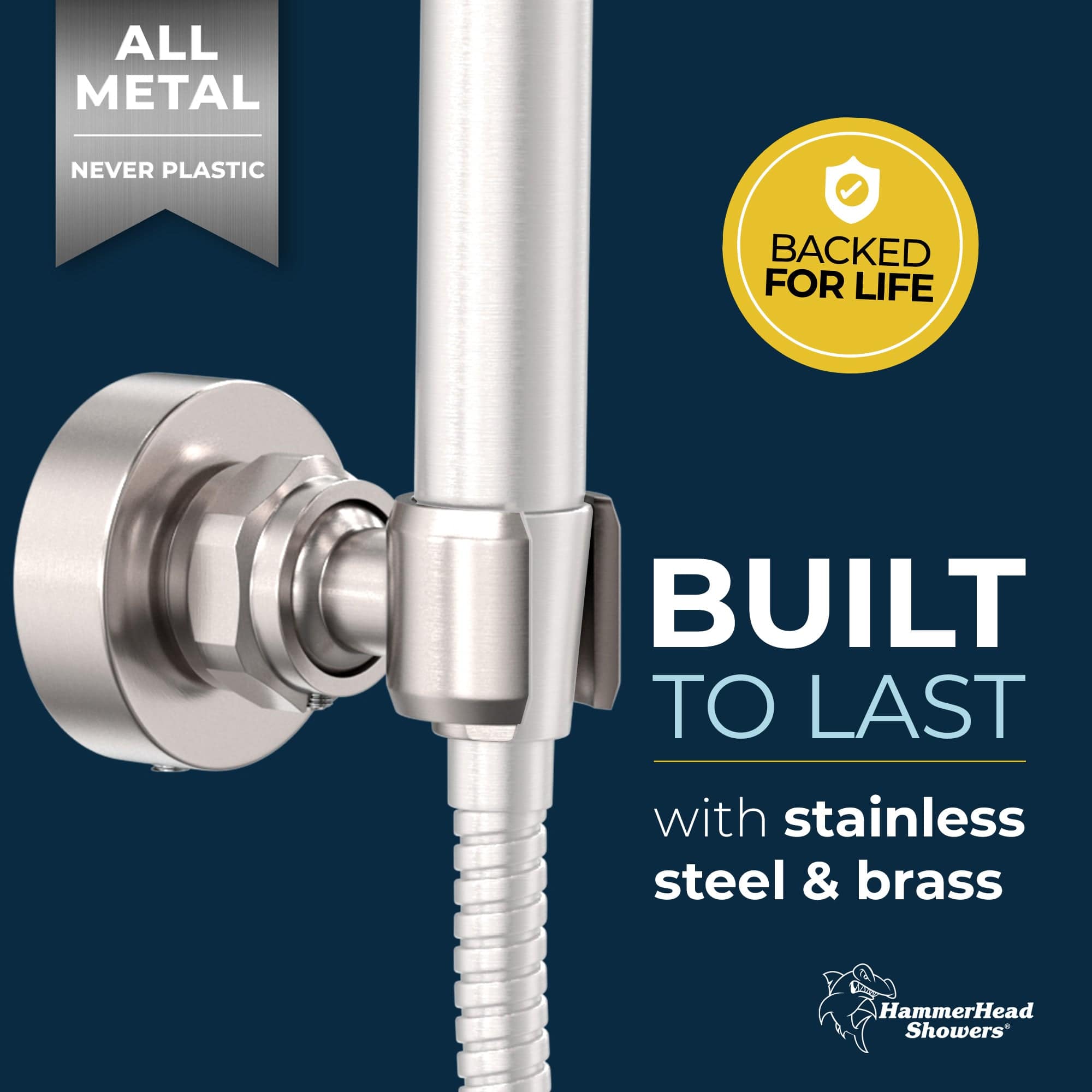 Stainless Steel Handheld Shower Head Holder - Universal Wall Mount Bracket for Bathroom, Adjustable Shower Arm with Non-Slip Grip - Perfect for Bath, Shower & Spa Relaxation