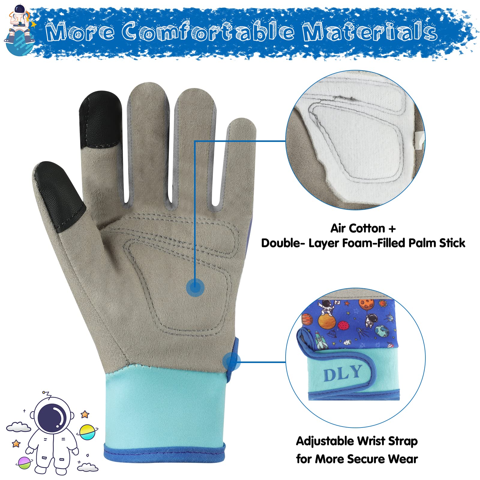**DLY Kids Gardening Gloves for Ages 3-6 – Breathable Cotton Work Gloves for Toddlers, Adjustable & Durable – Perfect for Planting, Weeding & Outdoor Play**