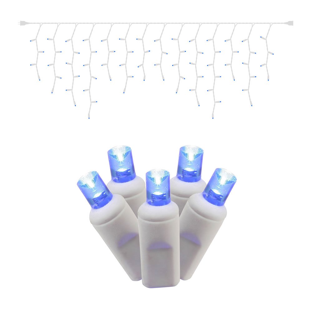 Vickerman 70-Light Blue Wide Angle LED Icicle Christmas Lights - Energy Efficient Outdoor Holiday Decor for Roof, Eaves & Trees (White Wire) - Perfect for Winter, Xmas & New Year Decorations