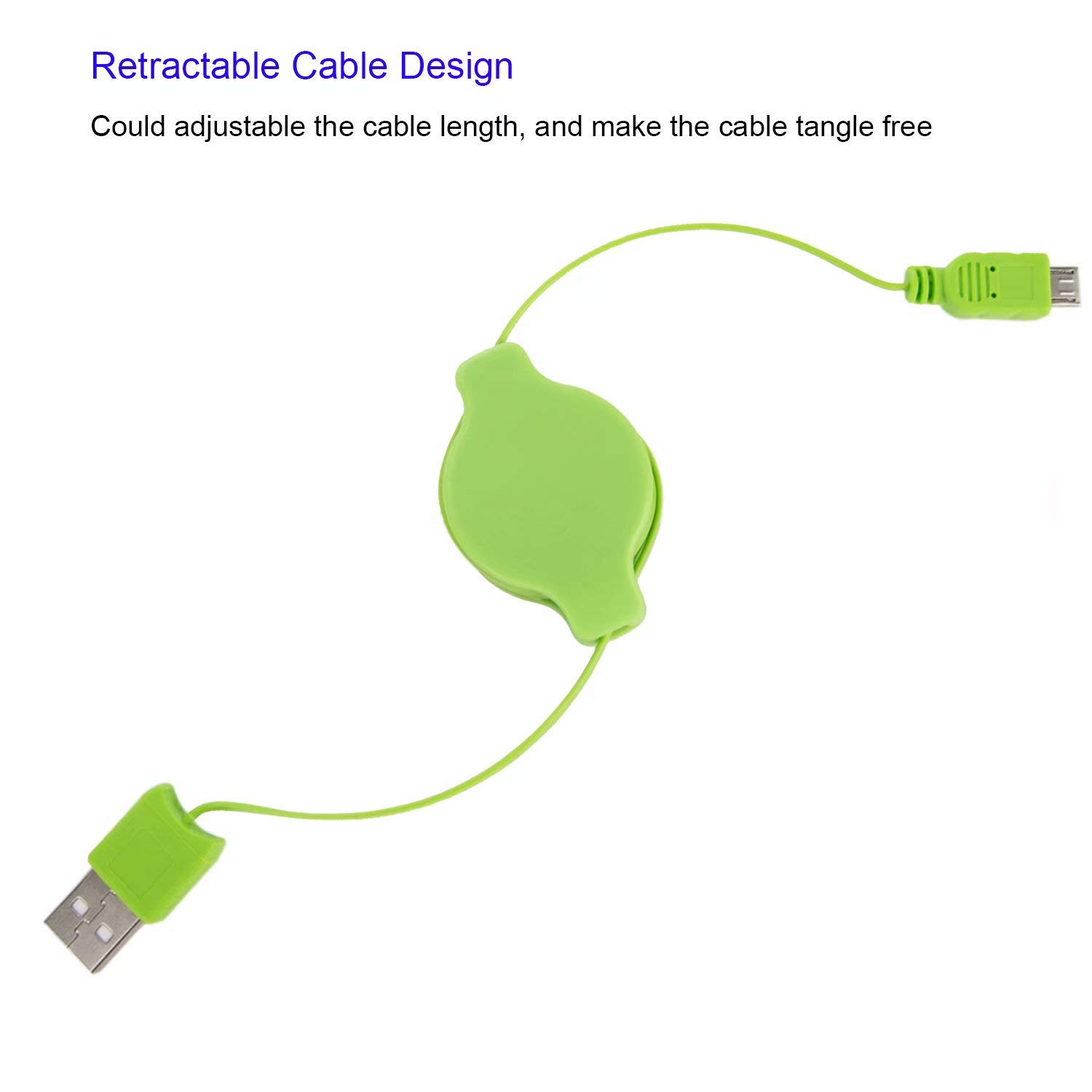 50 Pack Retractable Micro USB Charger Cable - Fast Sync & Charging Cord for Android Phones, Tablets & Devices - Perfect for Travel, Office & Home Use