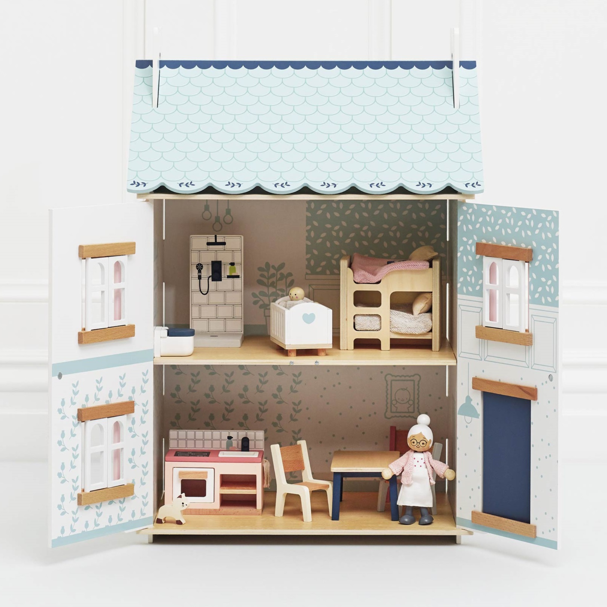 Bluebelle Wooden Dolls House - Handmade Wooden Dollhouse for Kids with Furniture & Accessories | Perfect for Pretend Play, Birthday Gifts & Home Decor